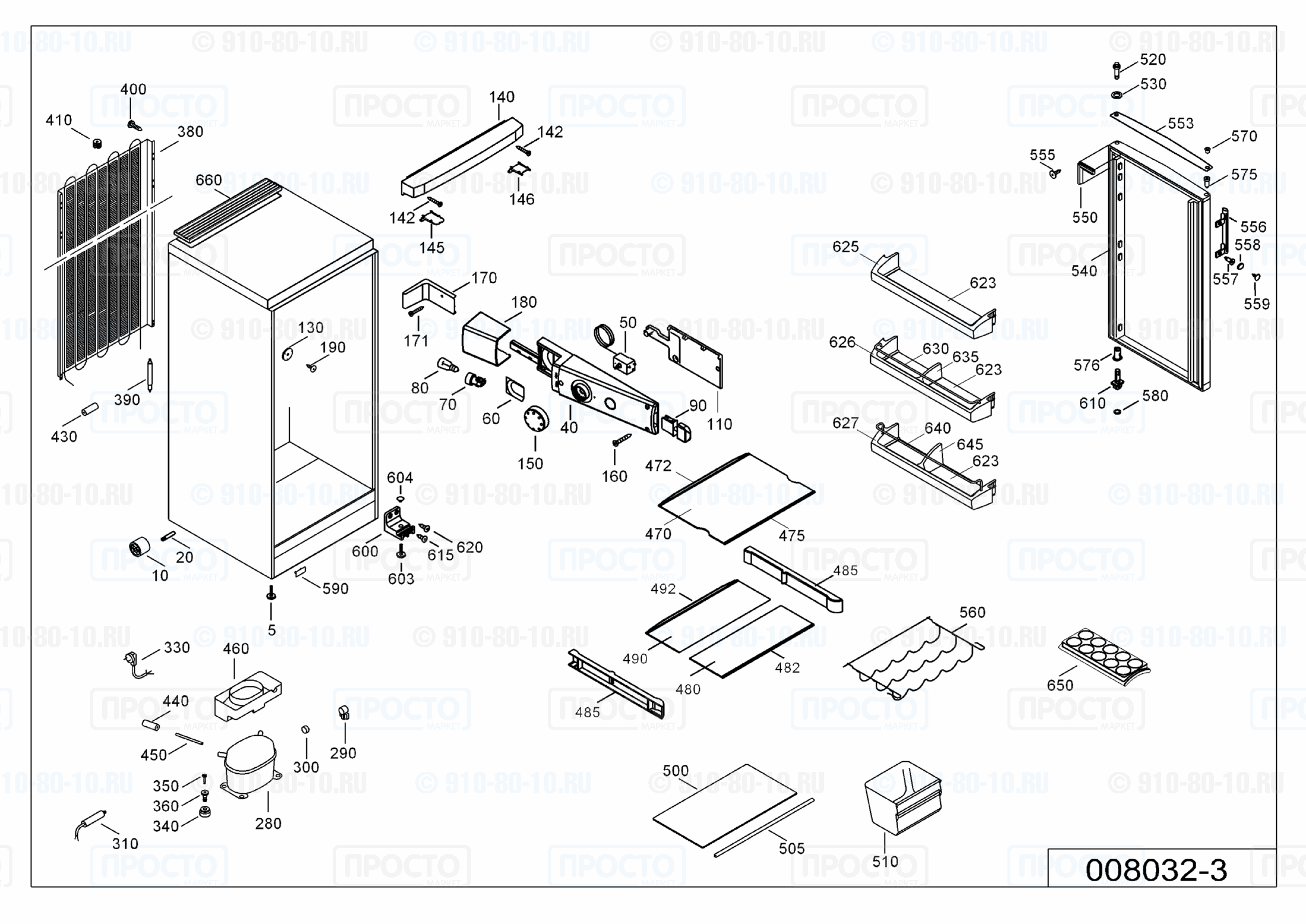 Взрыв-схема запчастей холодильника Liebherr K 2330-21E