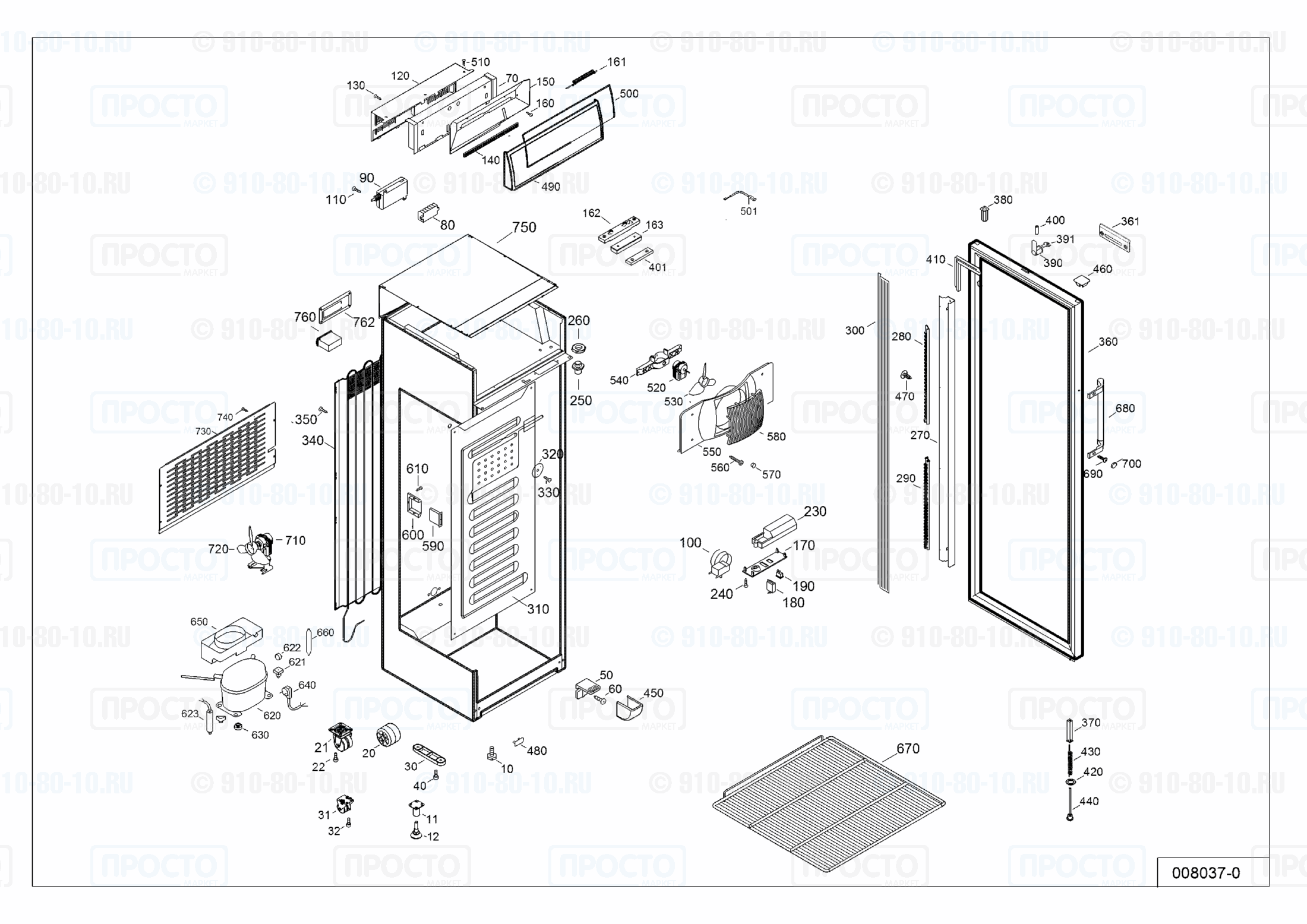 Взрыв-схема запчастей холодильника Liebherr BCDv 4313-10Z
