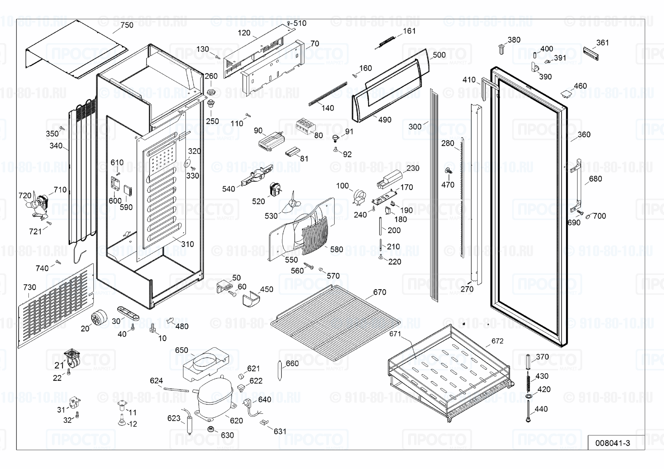 Взрыв-схема запчастей холодильника Liebherr BCDv 4313-22C