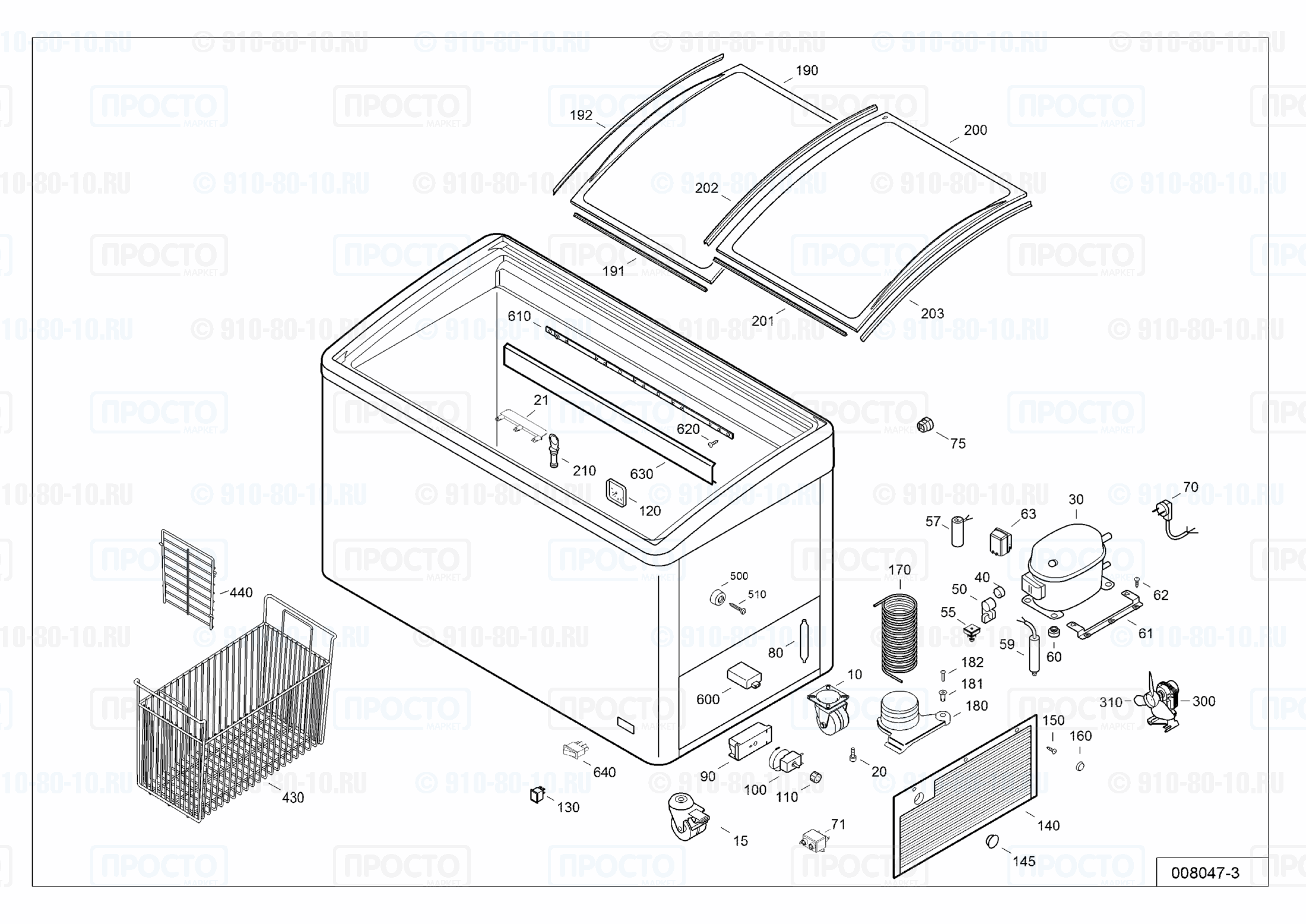 Взрыв-схема запчастей холодильника Liebherr EFI 2053-40C