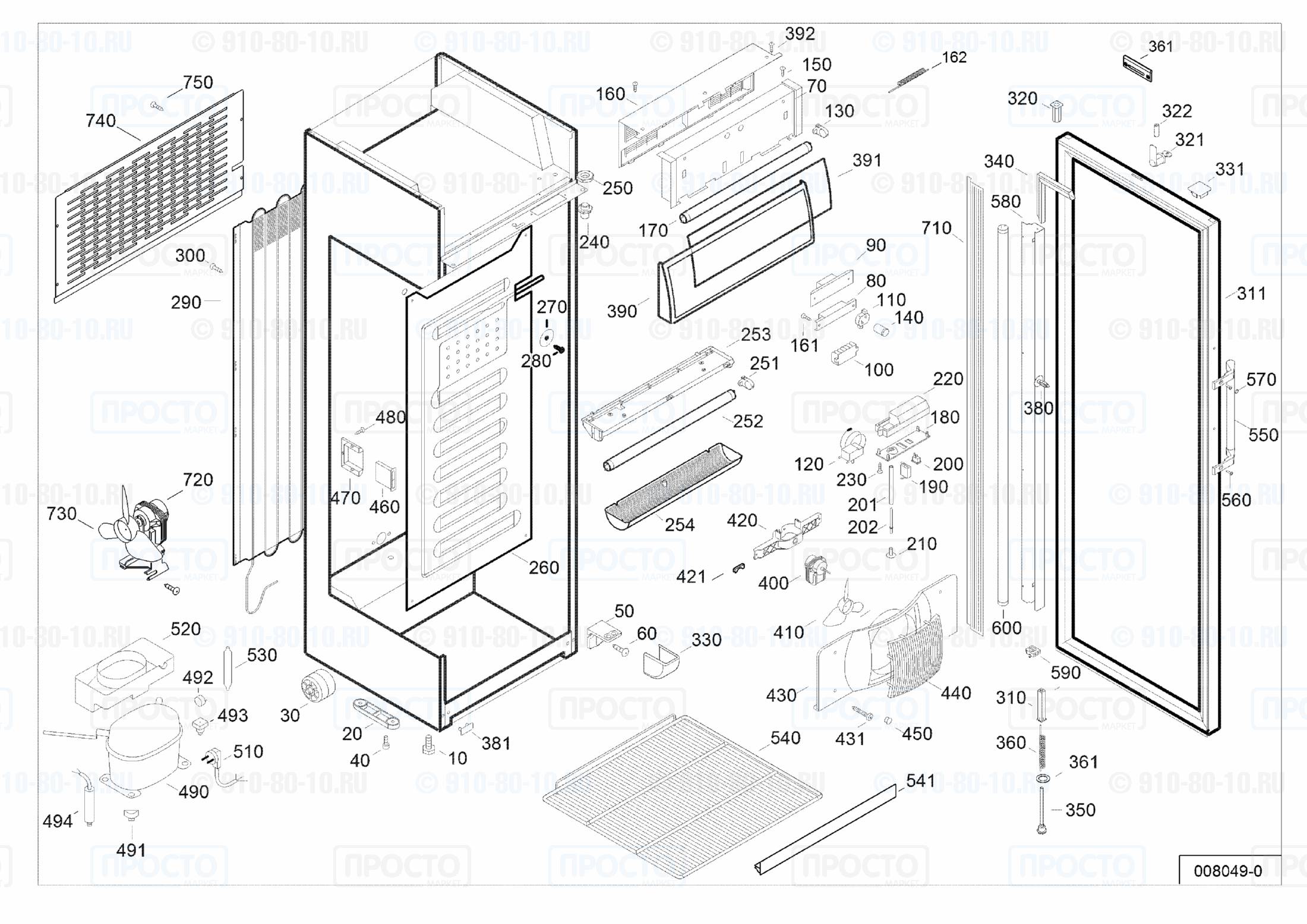 Взрыв-схема запчастей холодильника Liebherr BCDv 4312-20