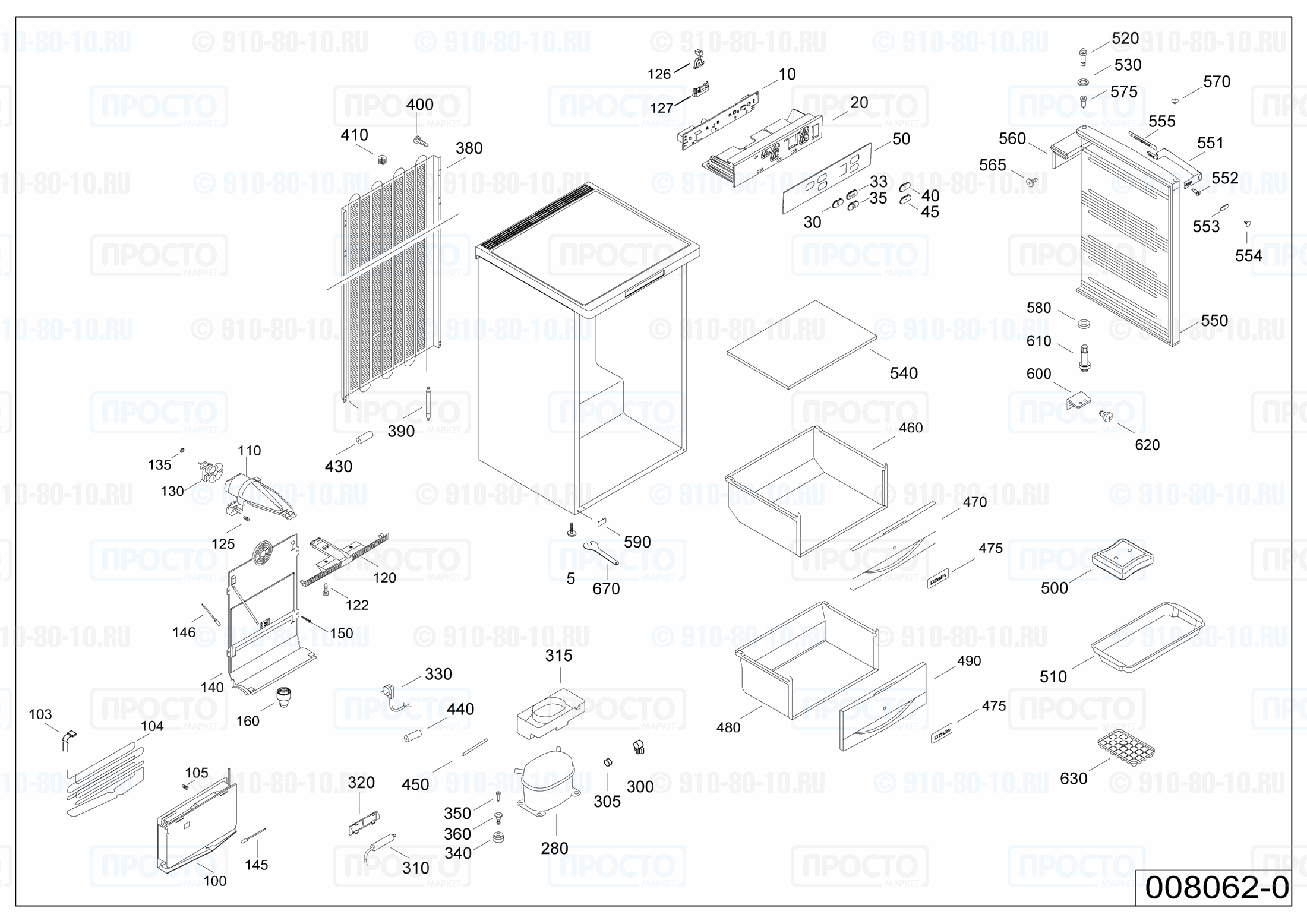 Взрыв-схема запчастей холодильника Liebherr GN 1056-20F