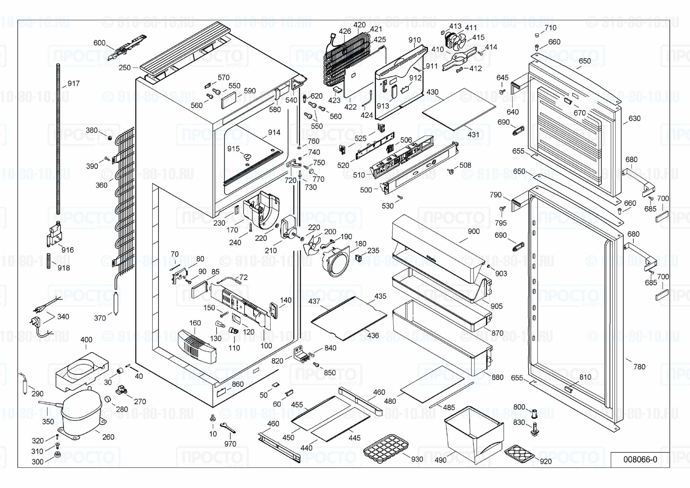 Взрыв-схема запчастей холодильника Liebherr CTN 3163-20B