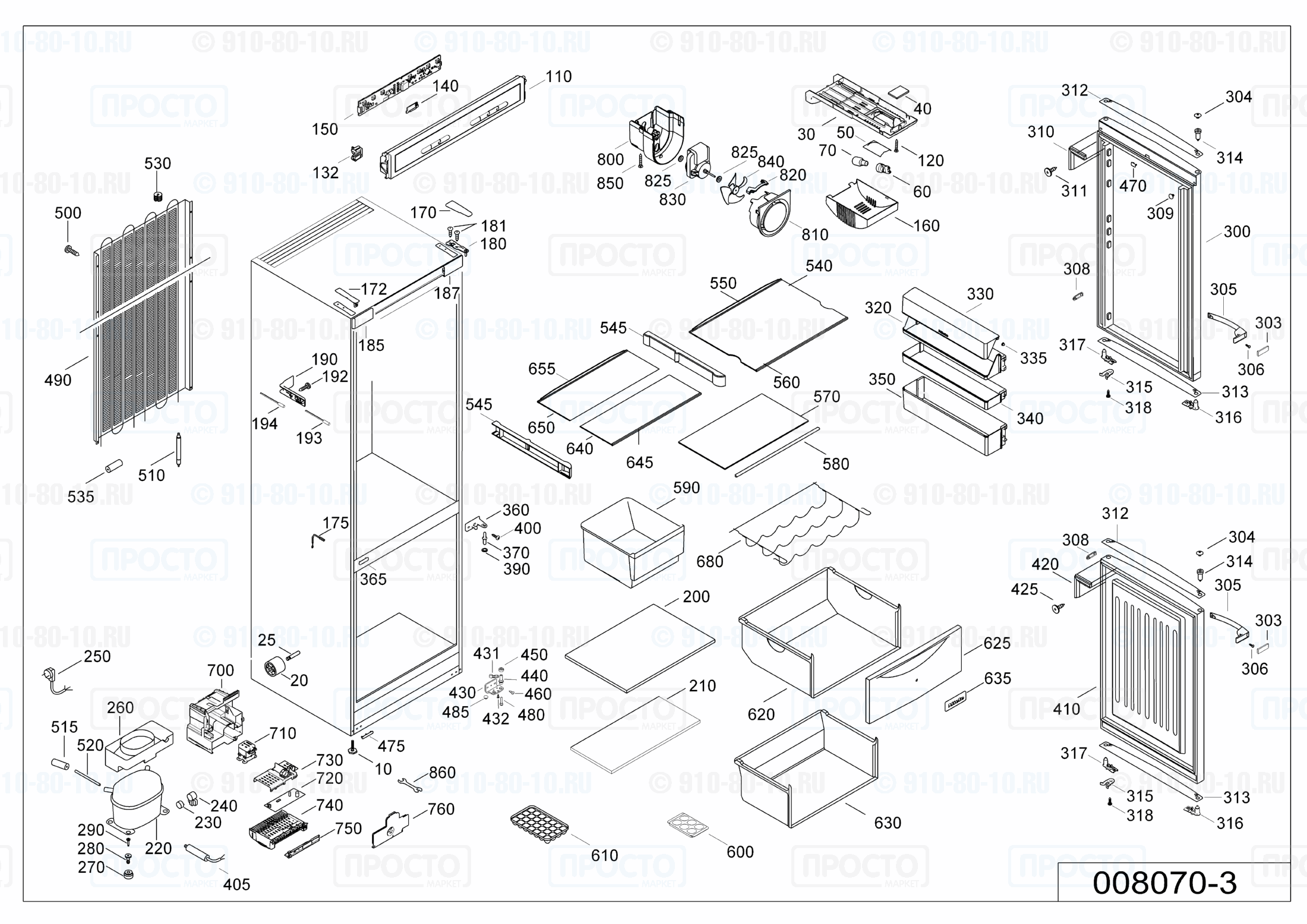 Взрыв-схема запчастей холодильника Liebherr C 3523-21J