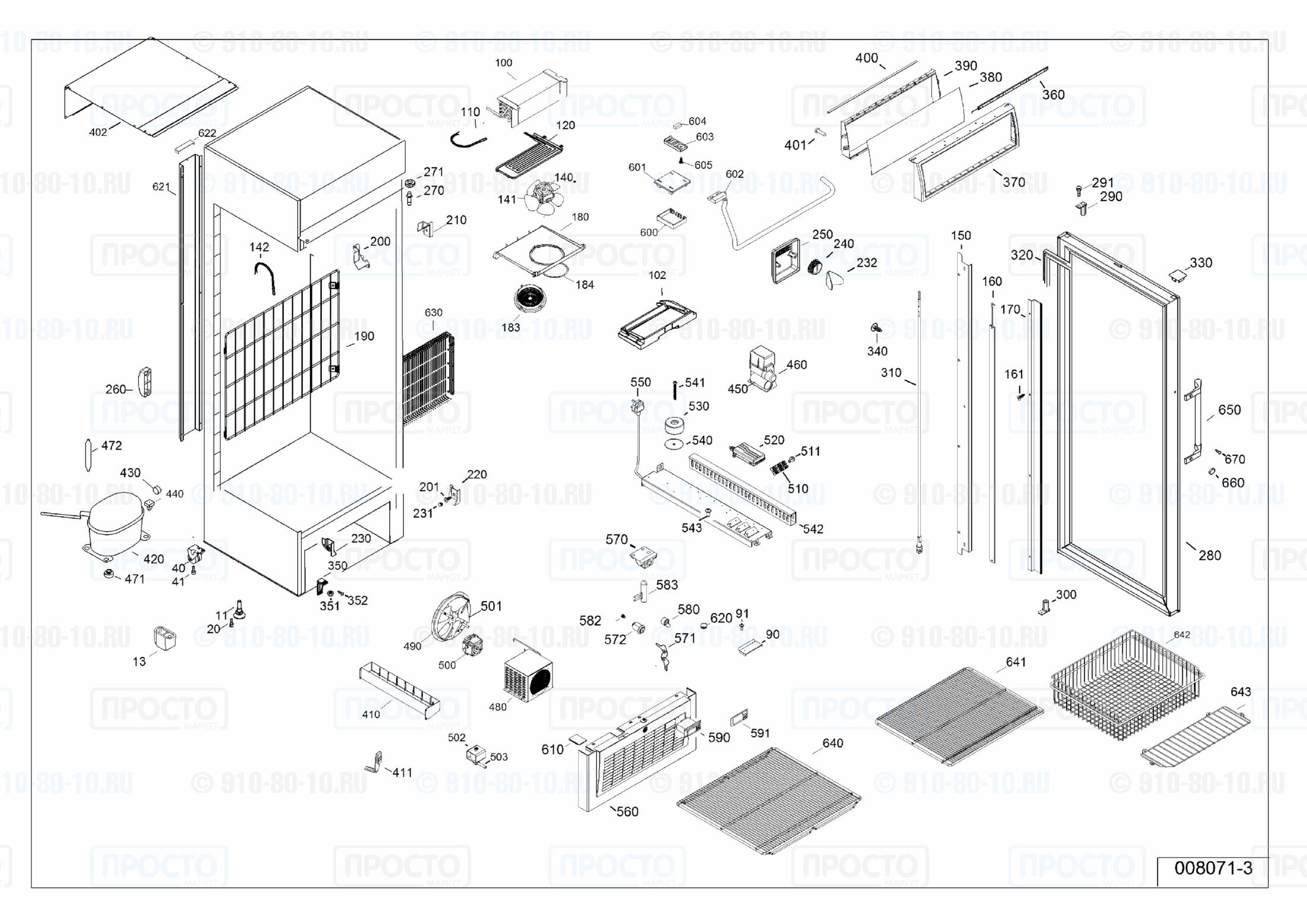 Взрыв-схема запчастей холодильника Liebherr FDvb 4643-40I