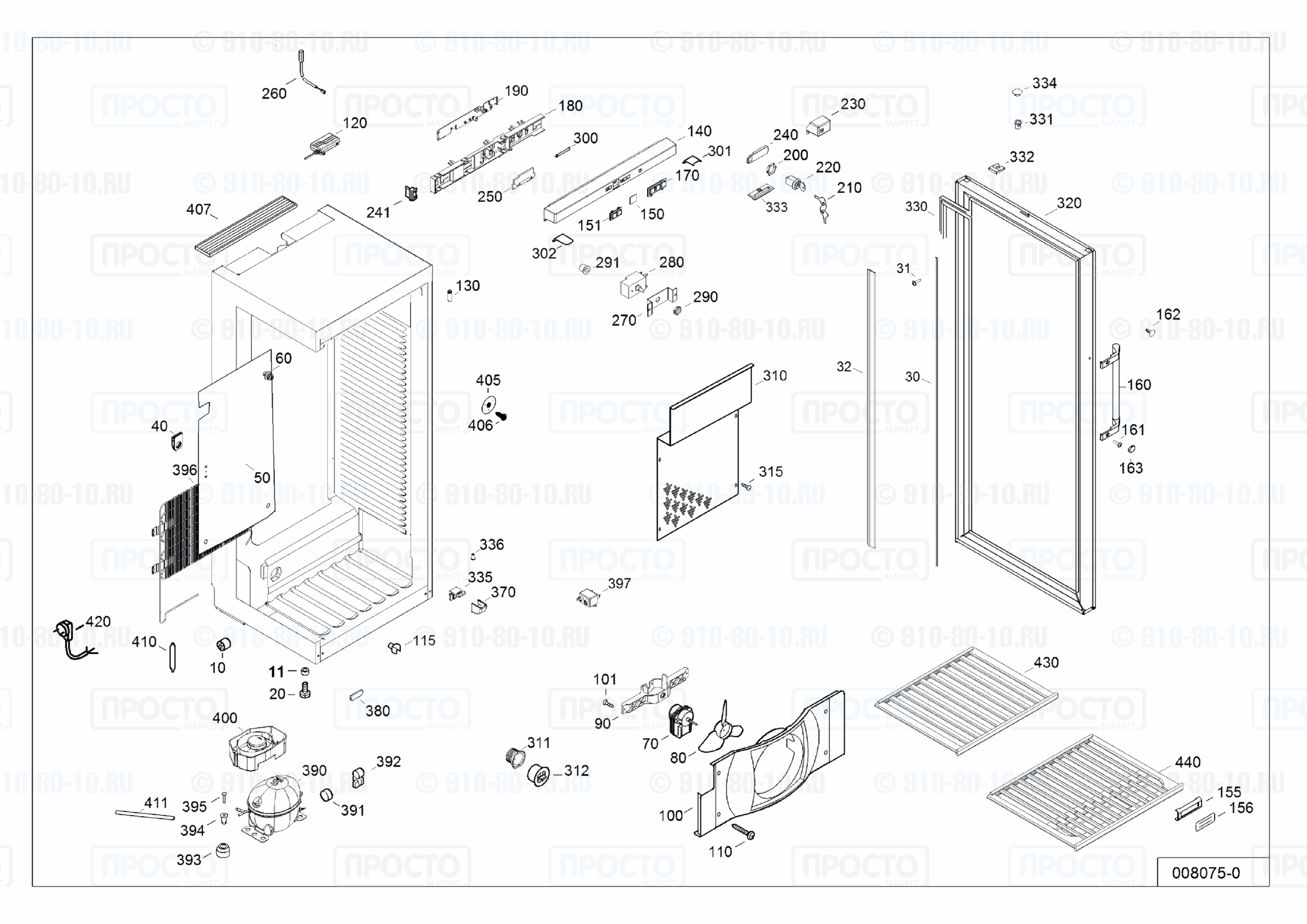 Взрыв-схема запчастей холодильника Liebherr WKb 4612-20A