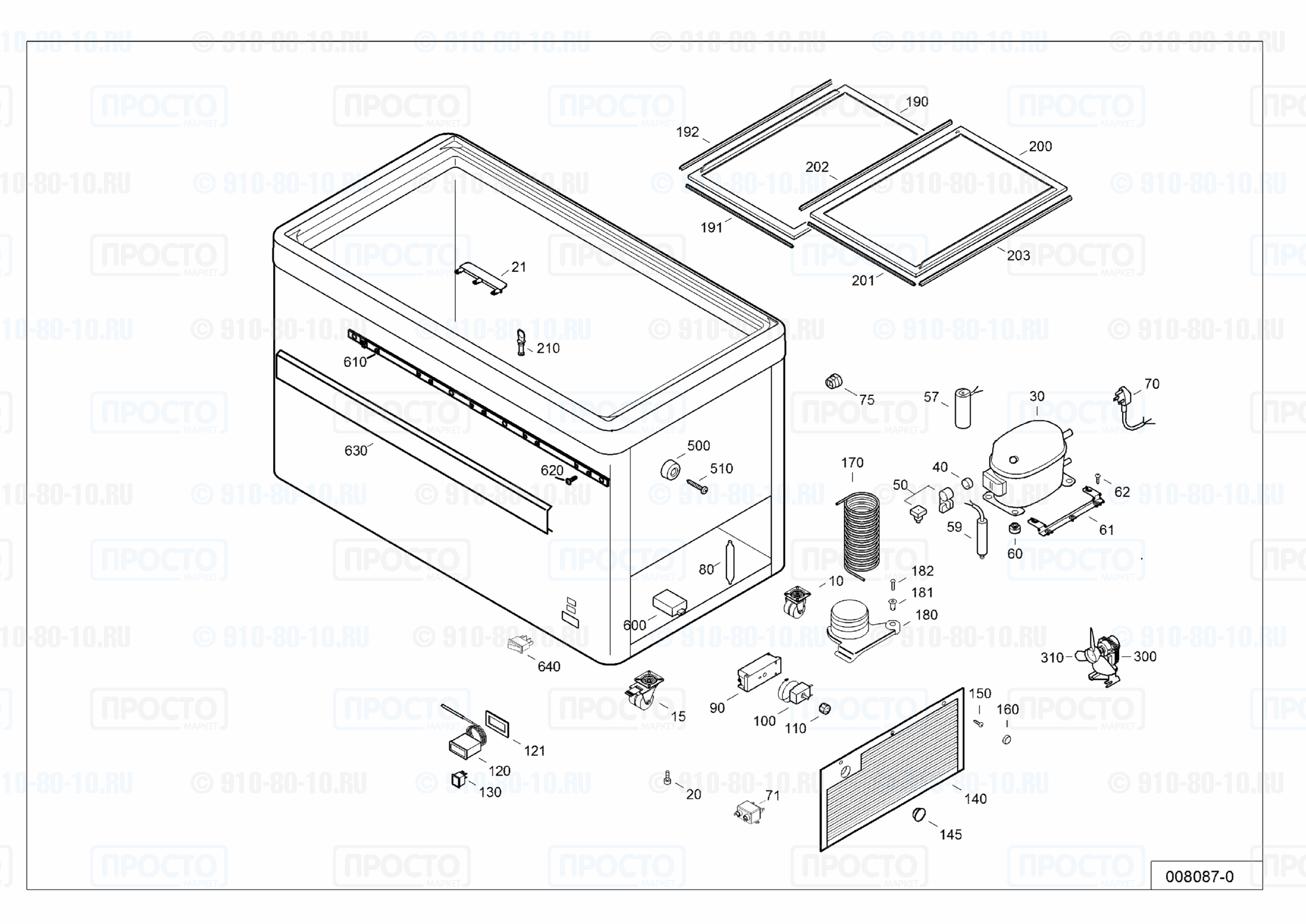 Взрыв-схема запчастей холодильника Liebherr EFE 4252-10B