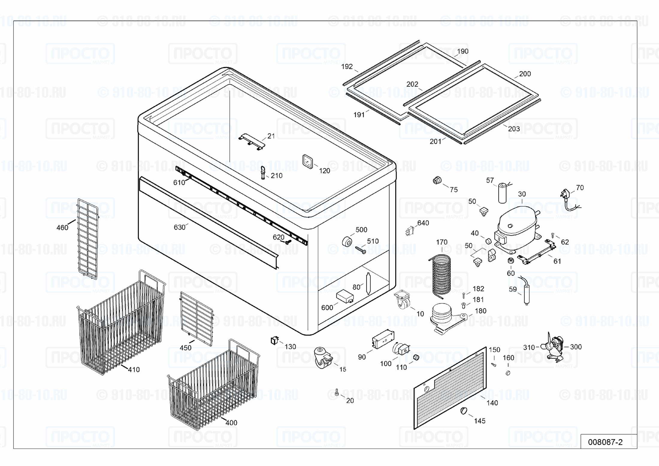 Взрыв-схема запчастей холодильника Liebherr EFE 5052-10B