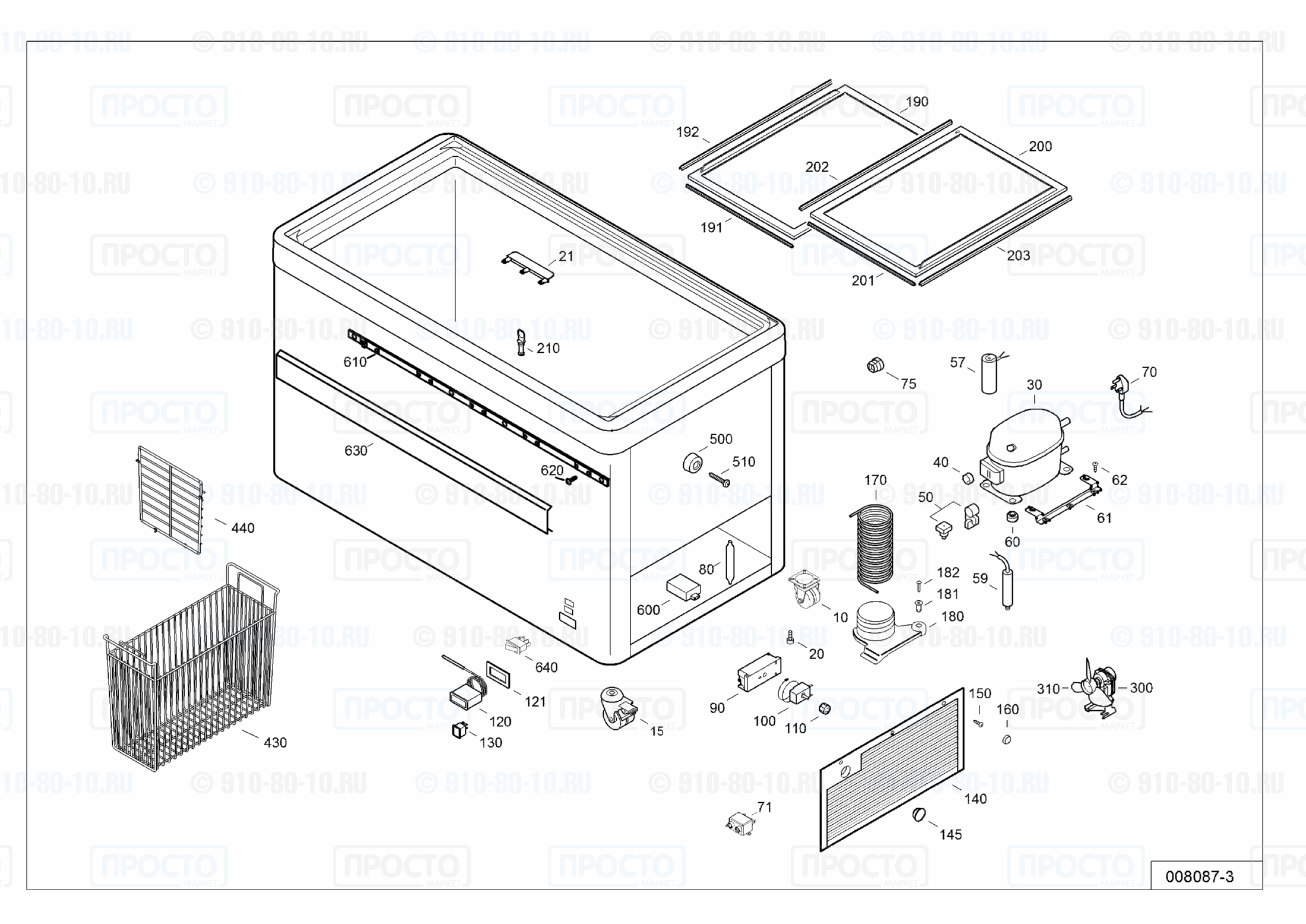 Взрыв-схема запчастей холодильника Liebherr EFE 5052-10B