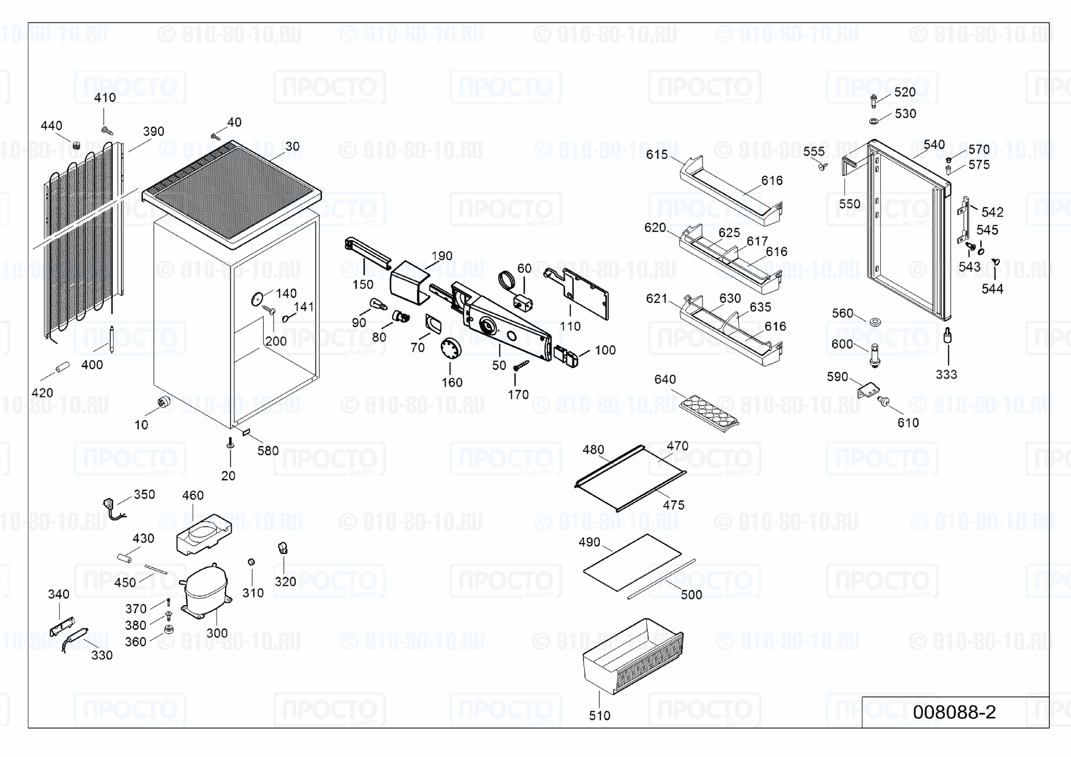 Взрыв-схема запчастей холодильника Liebherr TP 1410-20A