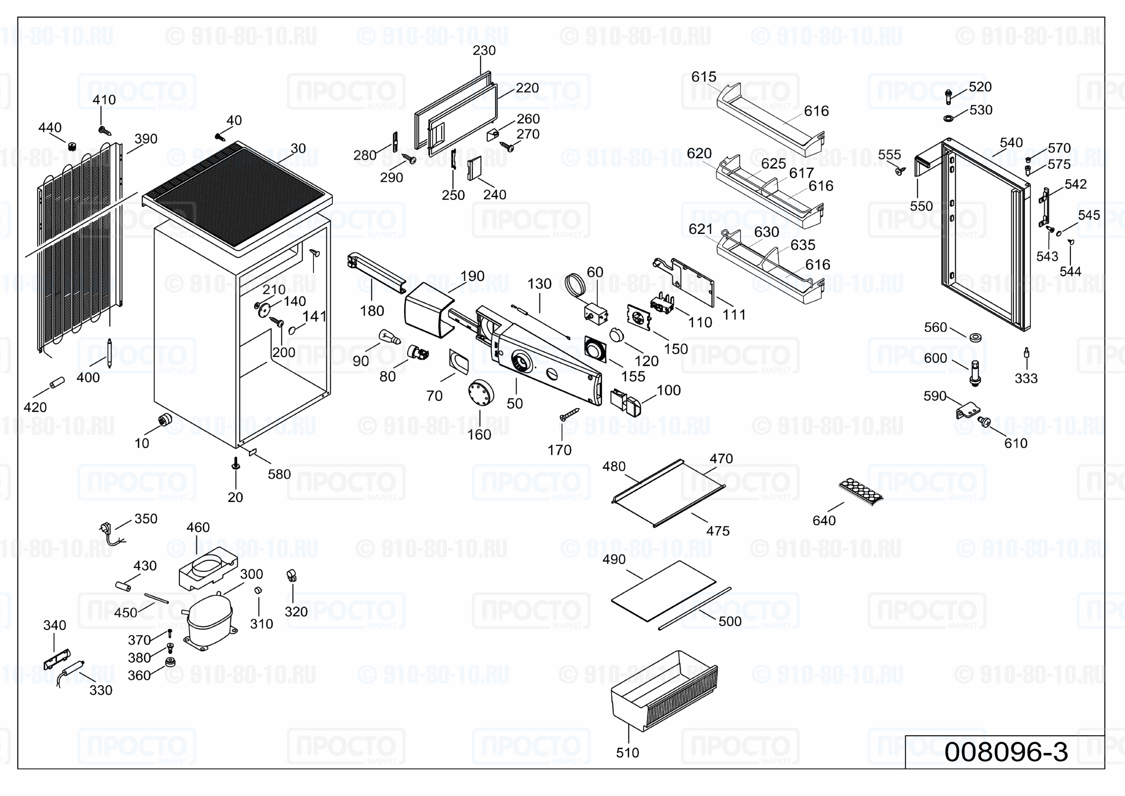 Взрыв-схема запчастей холодильника Liebherr T 1414-20B