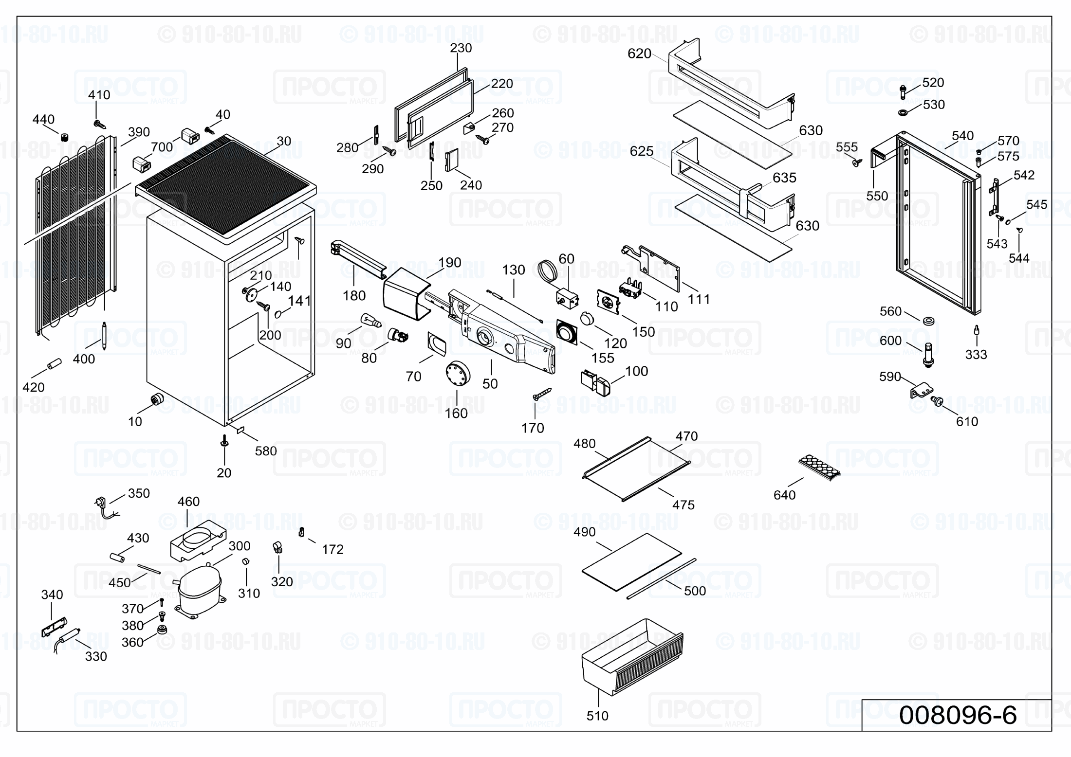 Взрыв-схема запчастей холодильника Liebherr TP 1414-21C