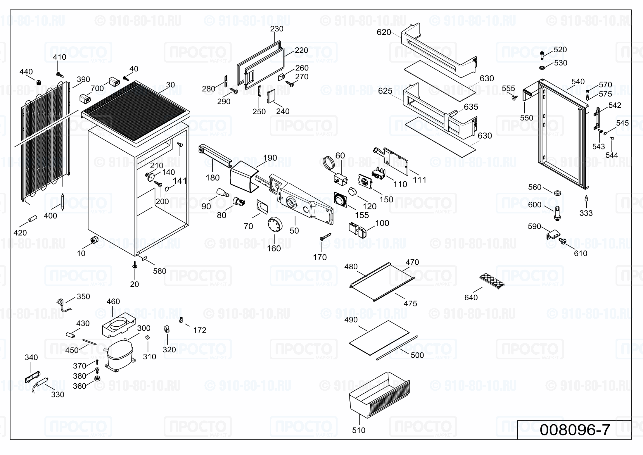 Взрыв-схема запчастей холодильника Liebherr TP 1434-21E
