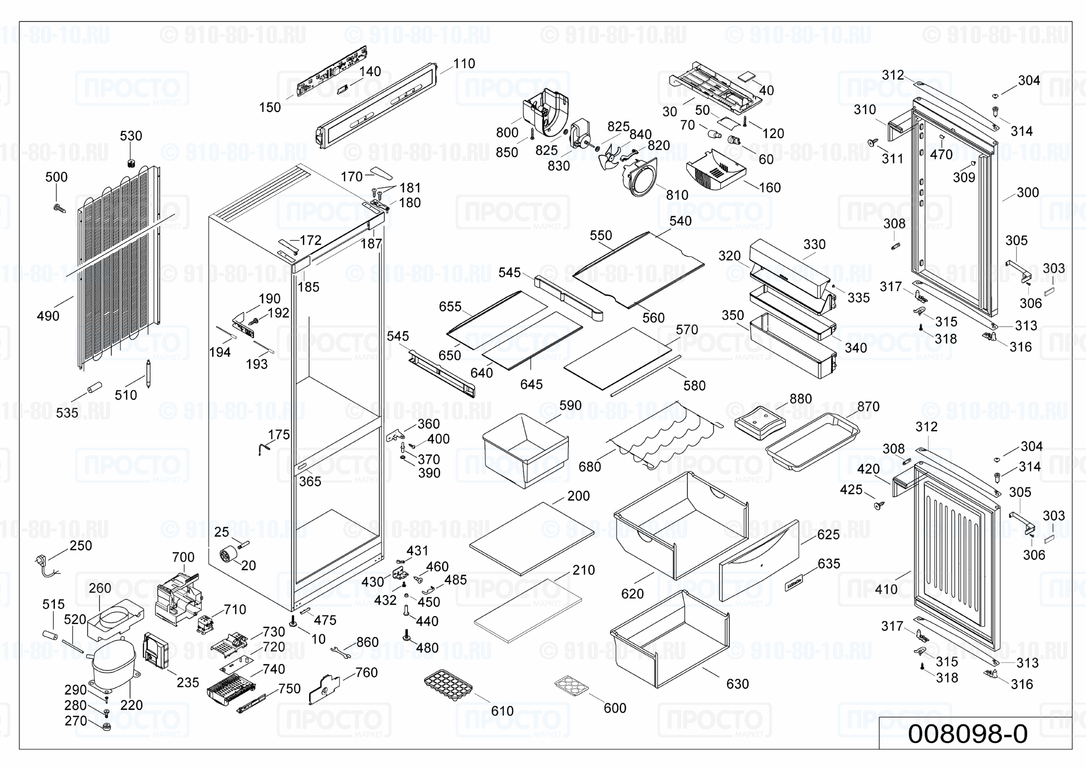 Взрыв-схема запчастей холодильника Liebherr CP 3523-20B
