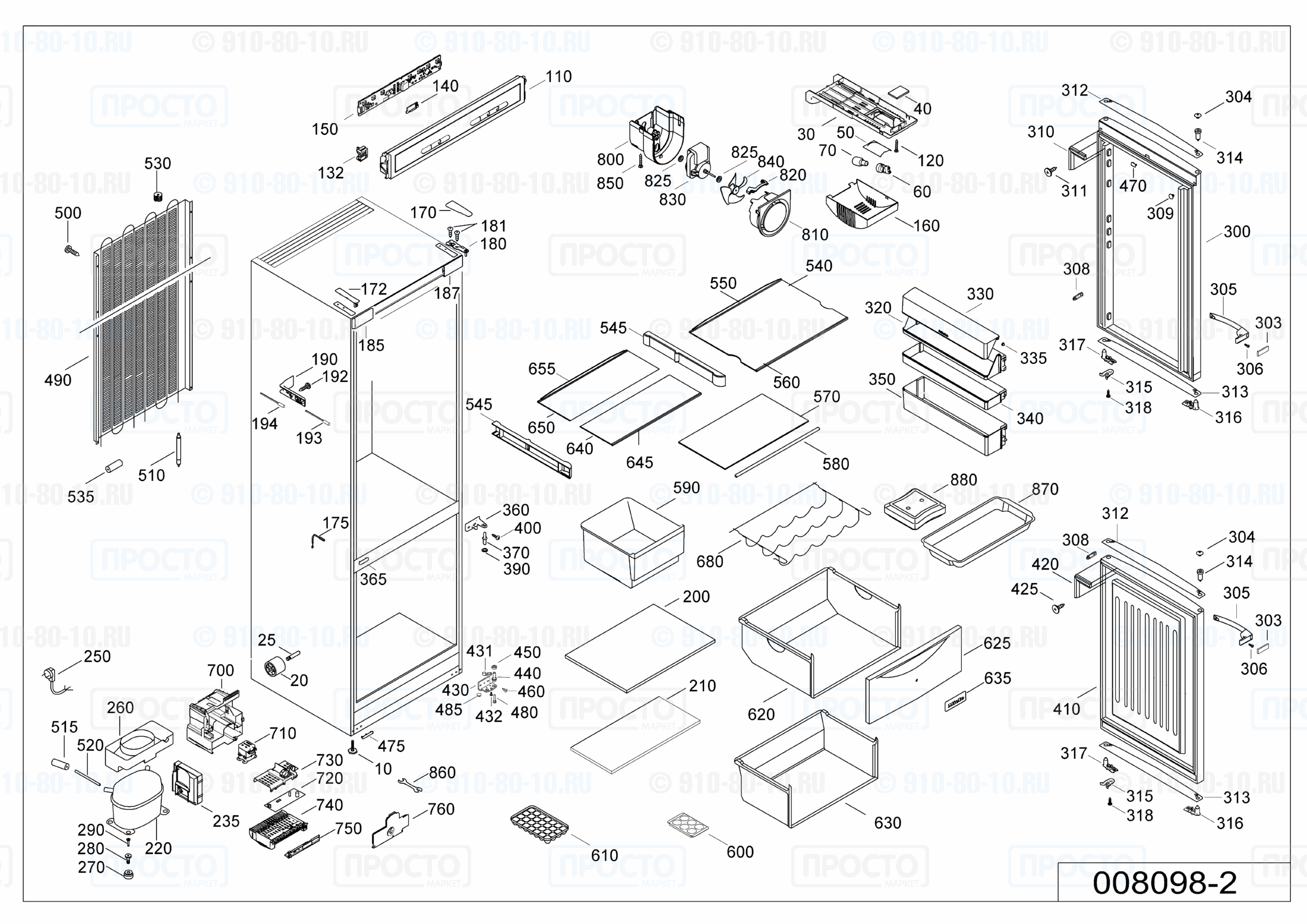 Взрыв-схема запчастей холодильника Liebherr CP 4023-21J