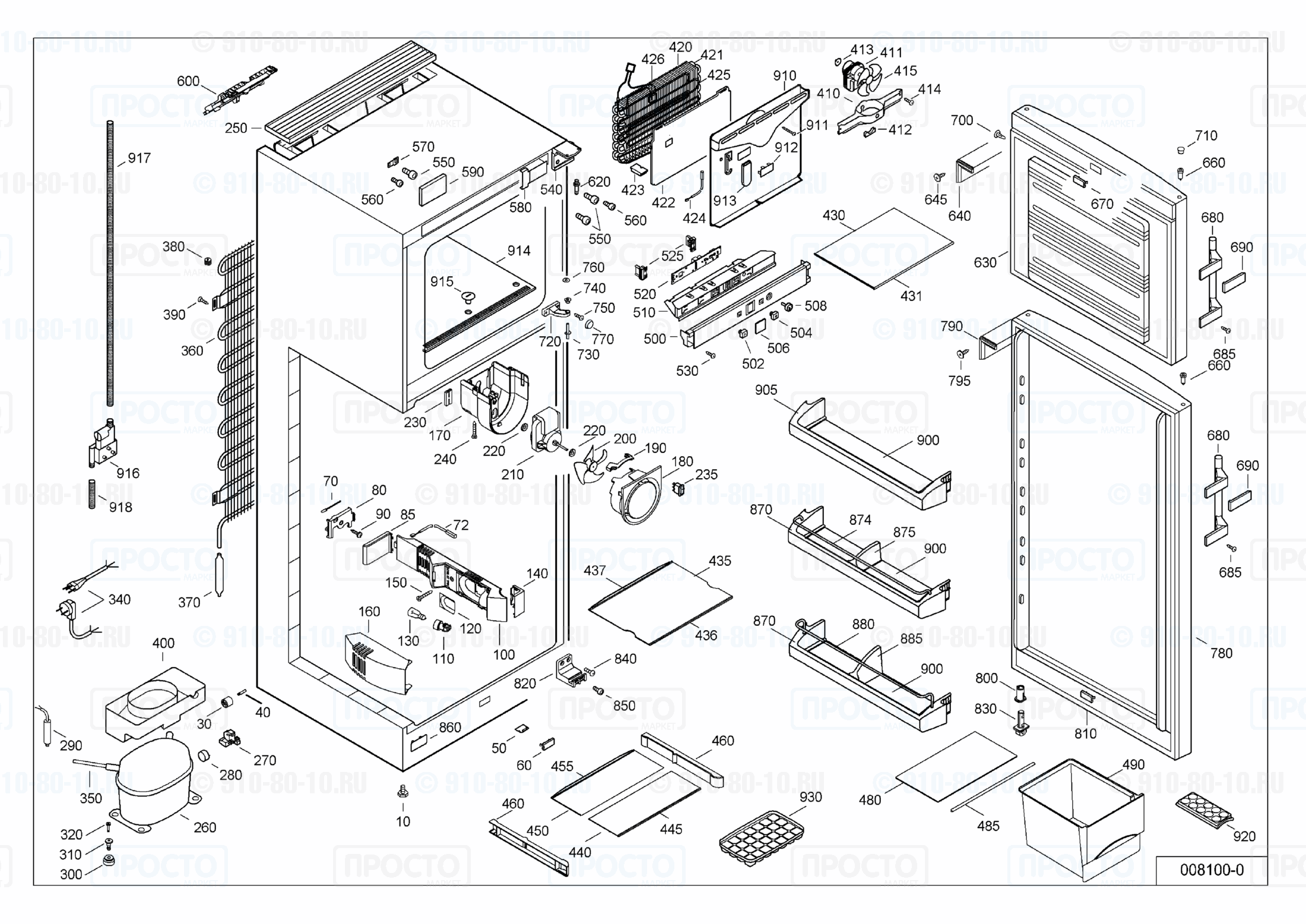 Взрыв-схема запчастей холодильника Liebherr CTN 3113-20C