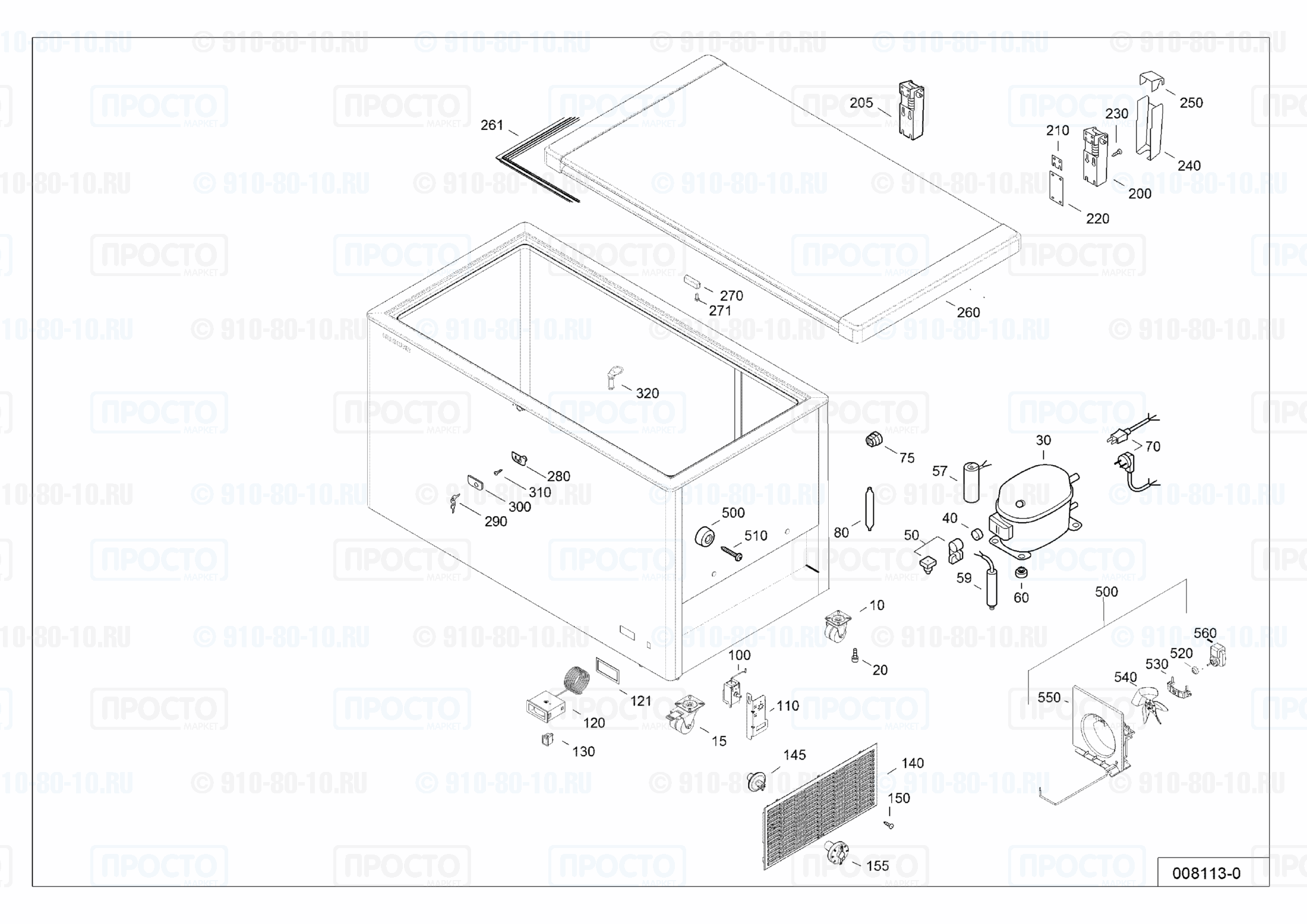 Взрыв-схема запчастей холодильника Liebherr EFL 6005-40B