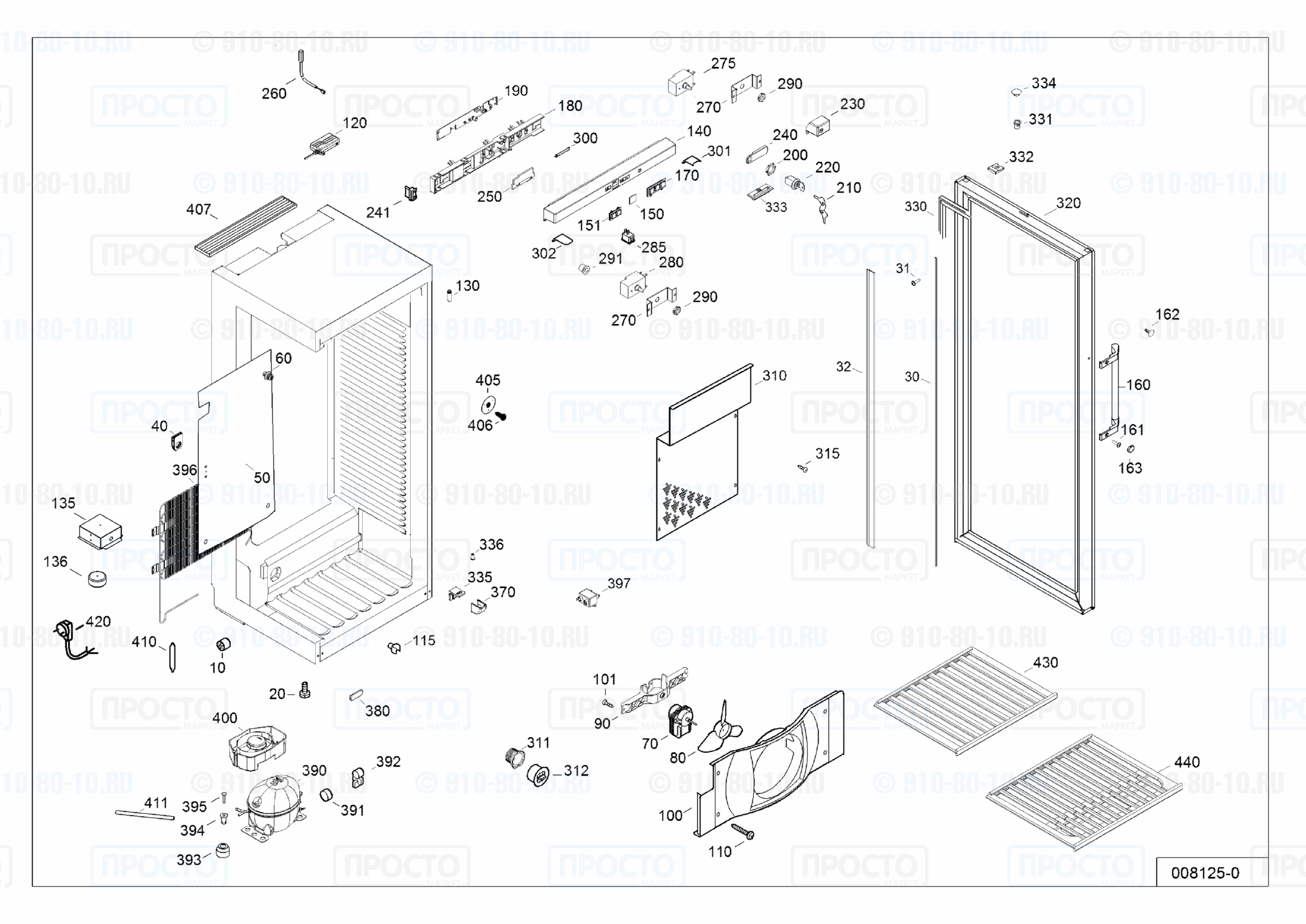 Взрыв-схема запчастей холодильника Liebherr WKgb 4113-20A