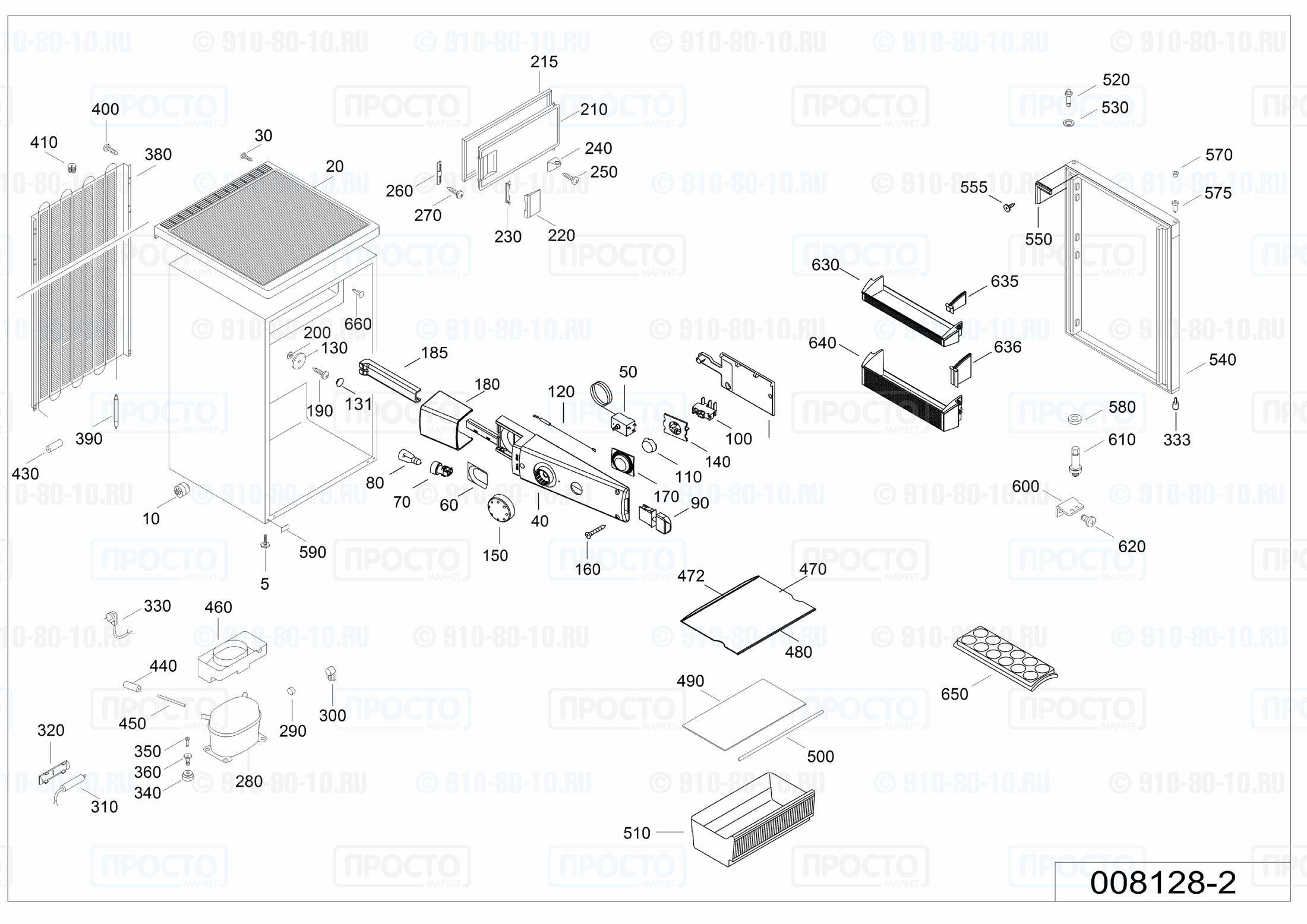 Взрыв-схема запчастей холодильника Liebherr T 1504-20E