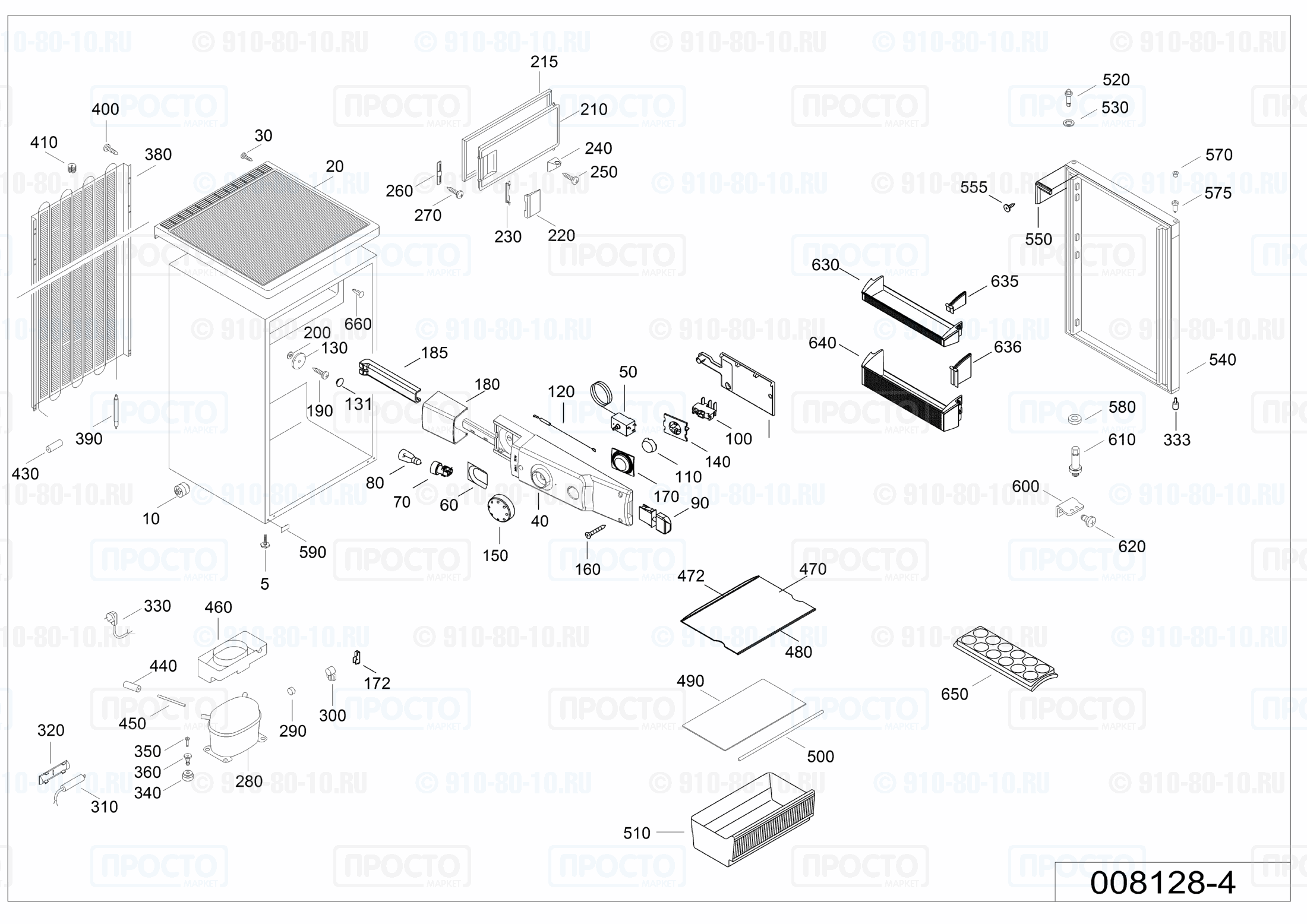 Взрыв-схема запчастей холодильника Liebherr T 1504-20K