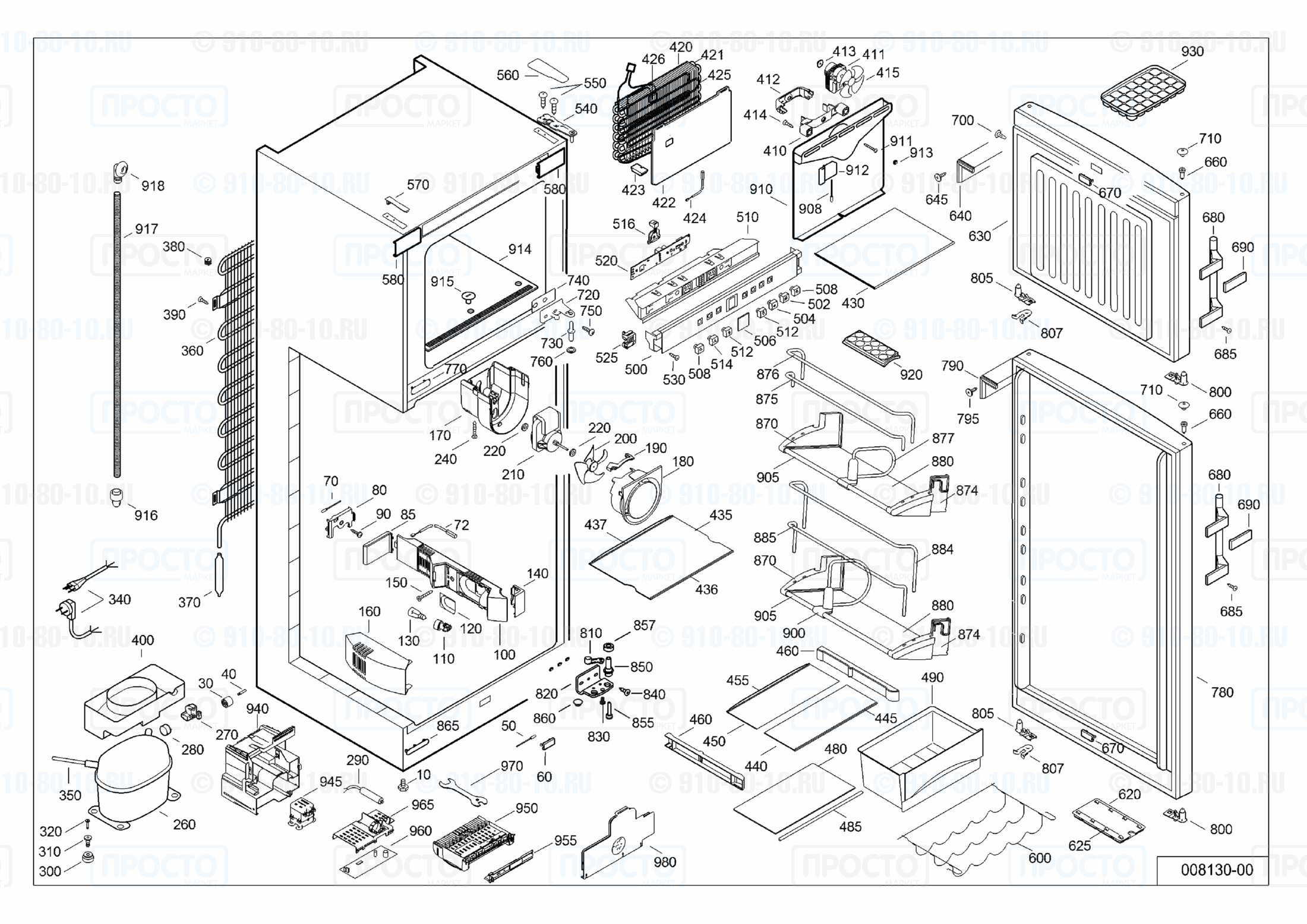 Взрыв-схема запчастей холодильника Liebherr CTN 3653-20A