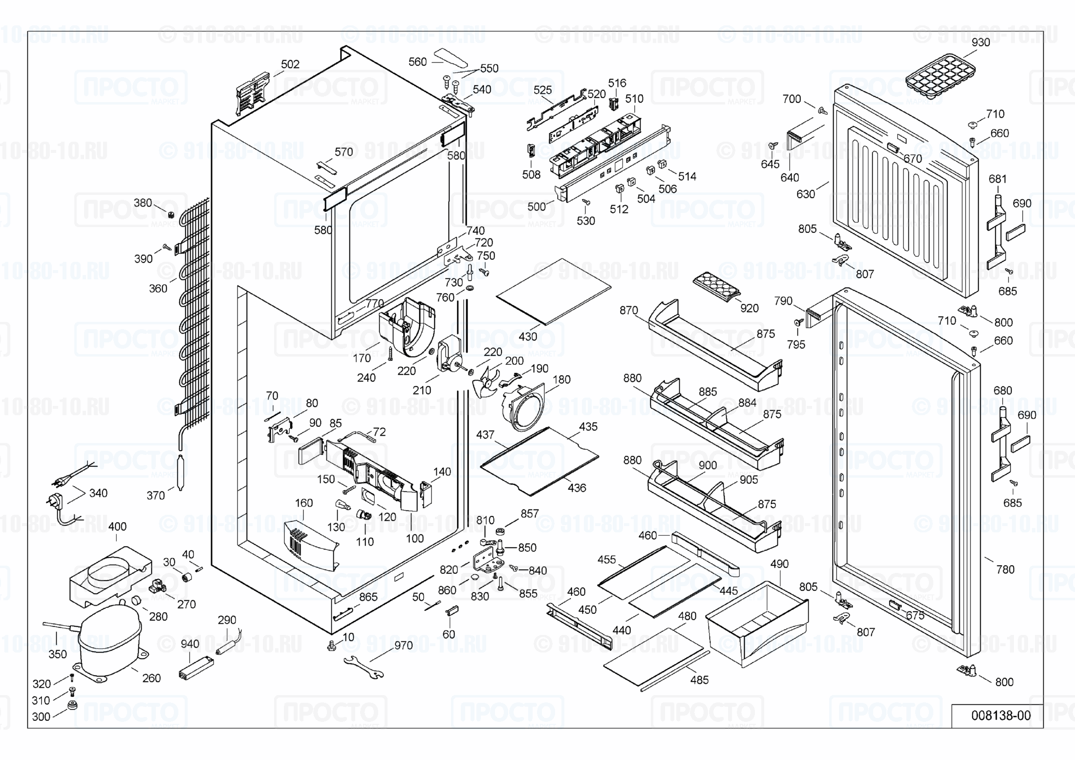 Взрыв-схема запчастей холодильника Liebherr CTP 3016-20