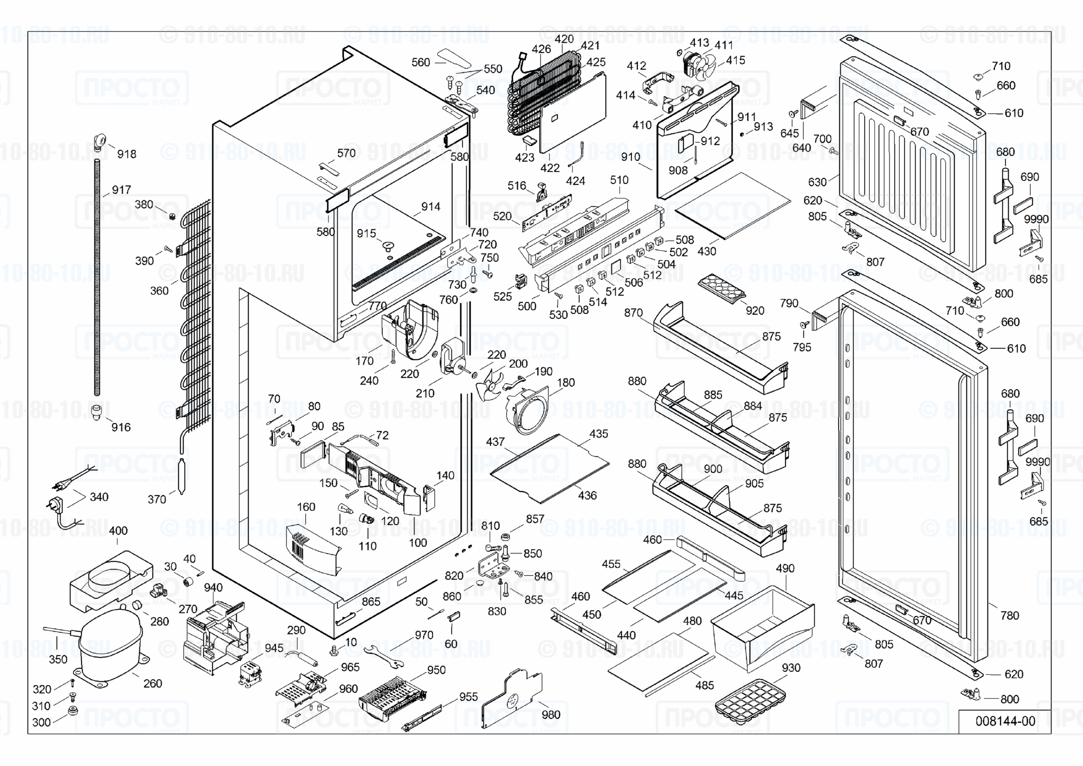 Взрыв-схема запчастей холодильника Liebherr CTNesf 3213-20A