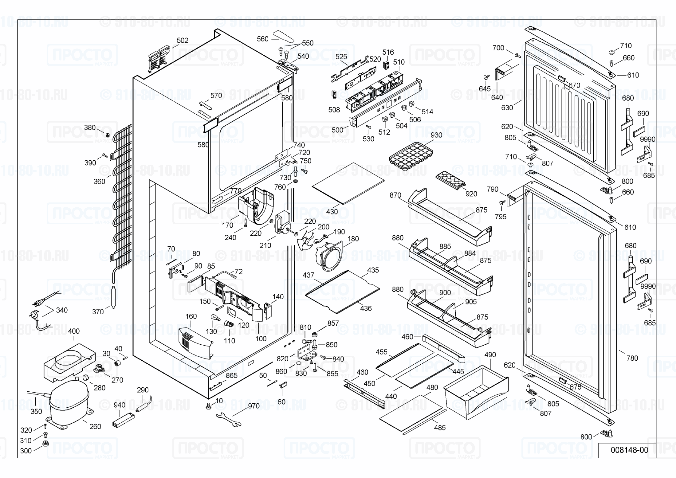 Взрыв-схема запчастей холодильника Liebherr CTPesf 3316-20