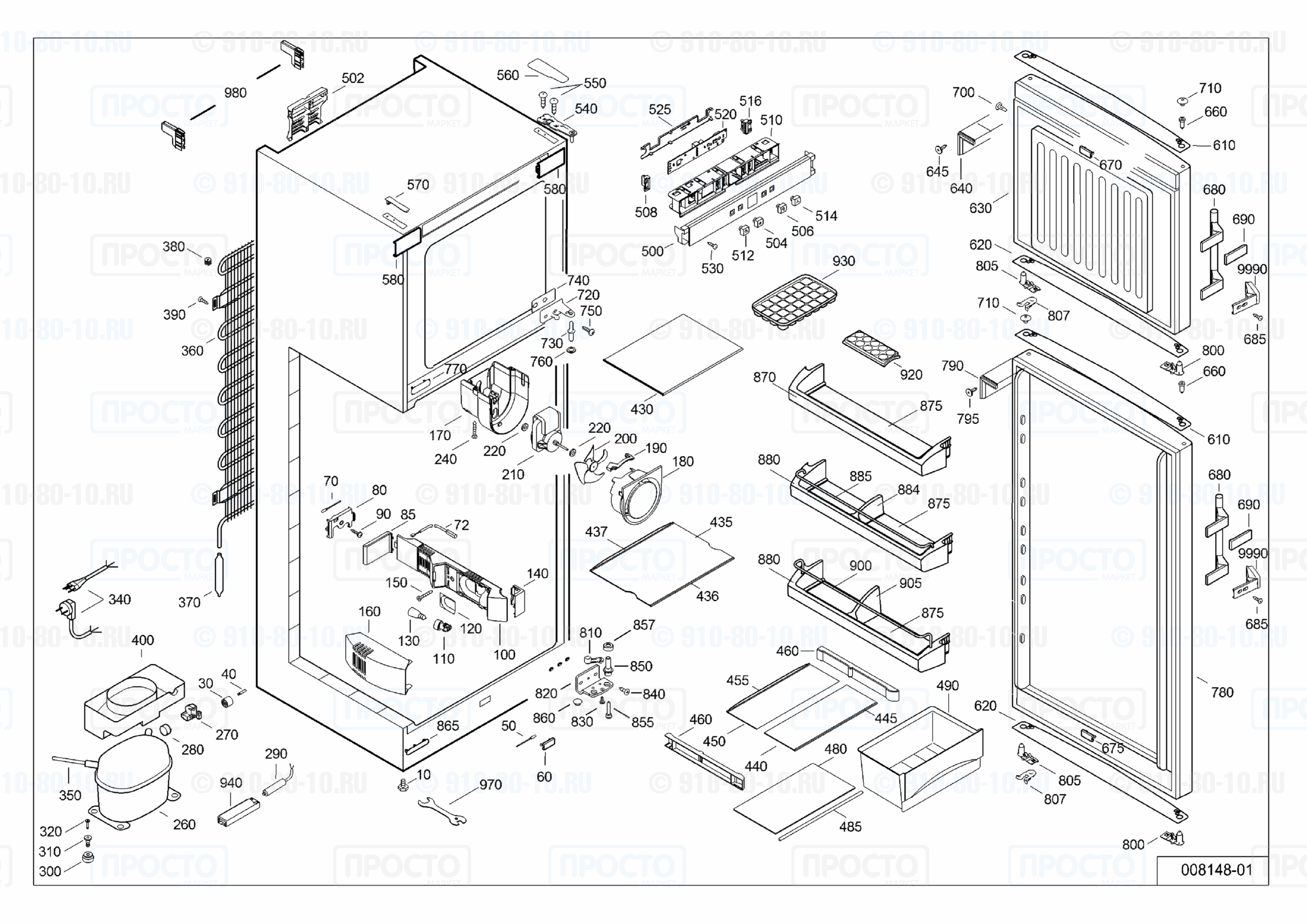 Взрыв-схема запчастей холодильника Liebherr CTPesf 3316-21B