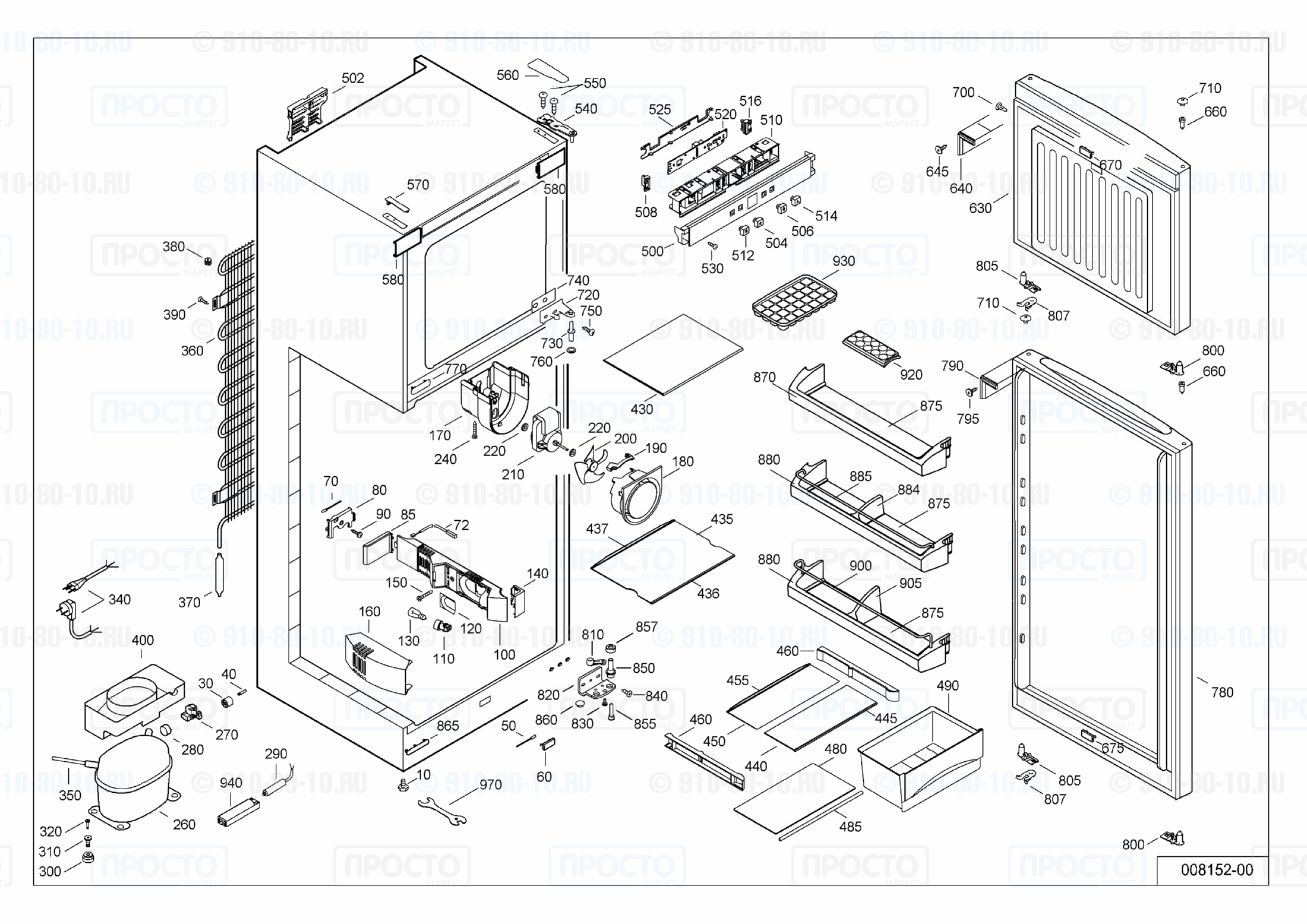 Взрыв-схема запчастей холодильника Liebherr CTesf 3306-20A