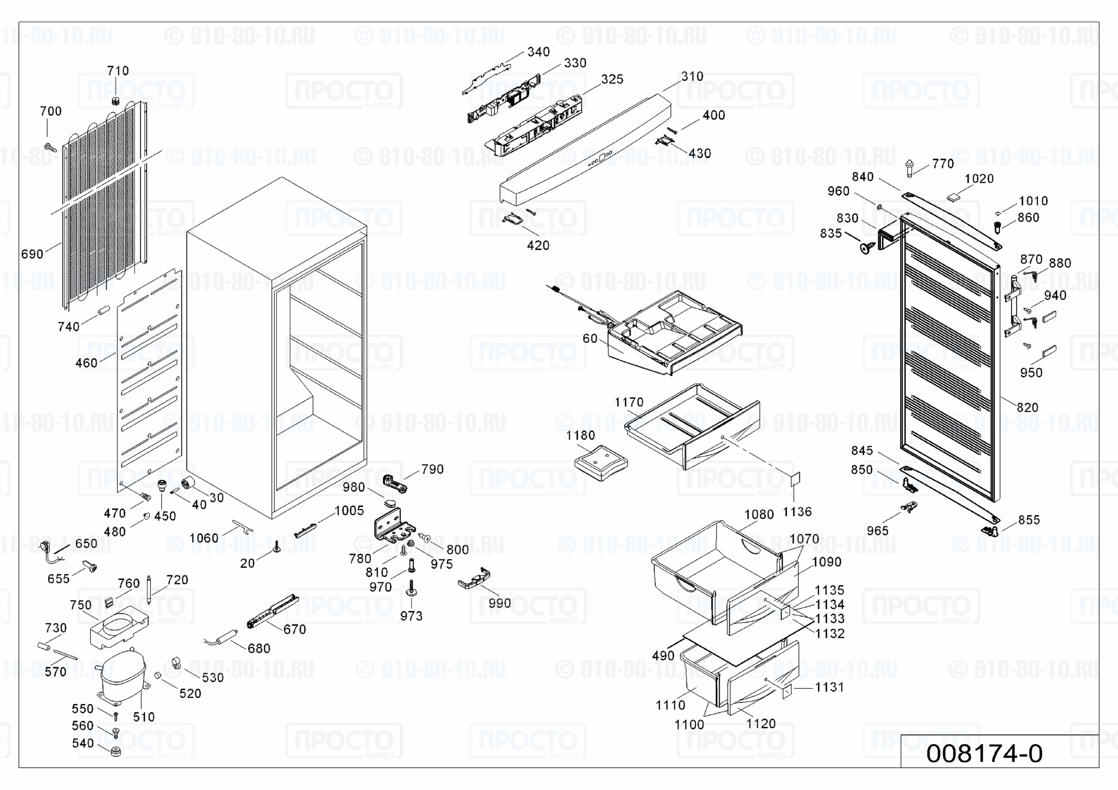 Взрыв-схема запчастей холодильника Liebherr GN 2303-21