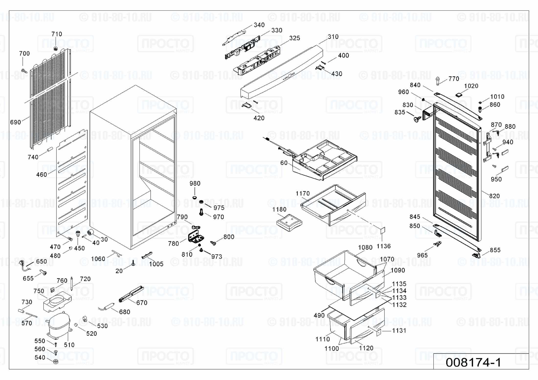 Взрыв-схема запчастей холодильника Liebherr GN 2303-21C