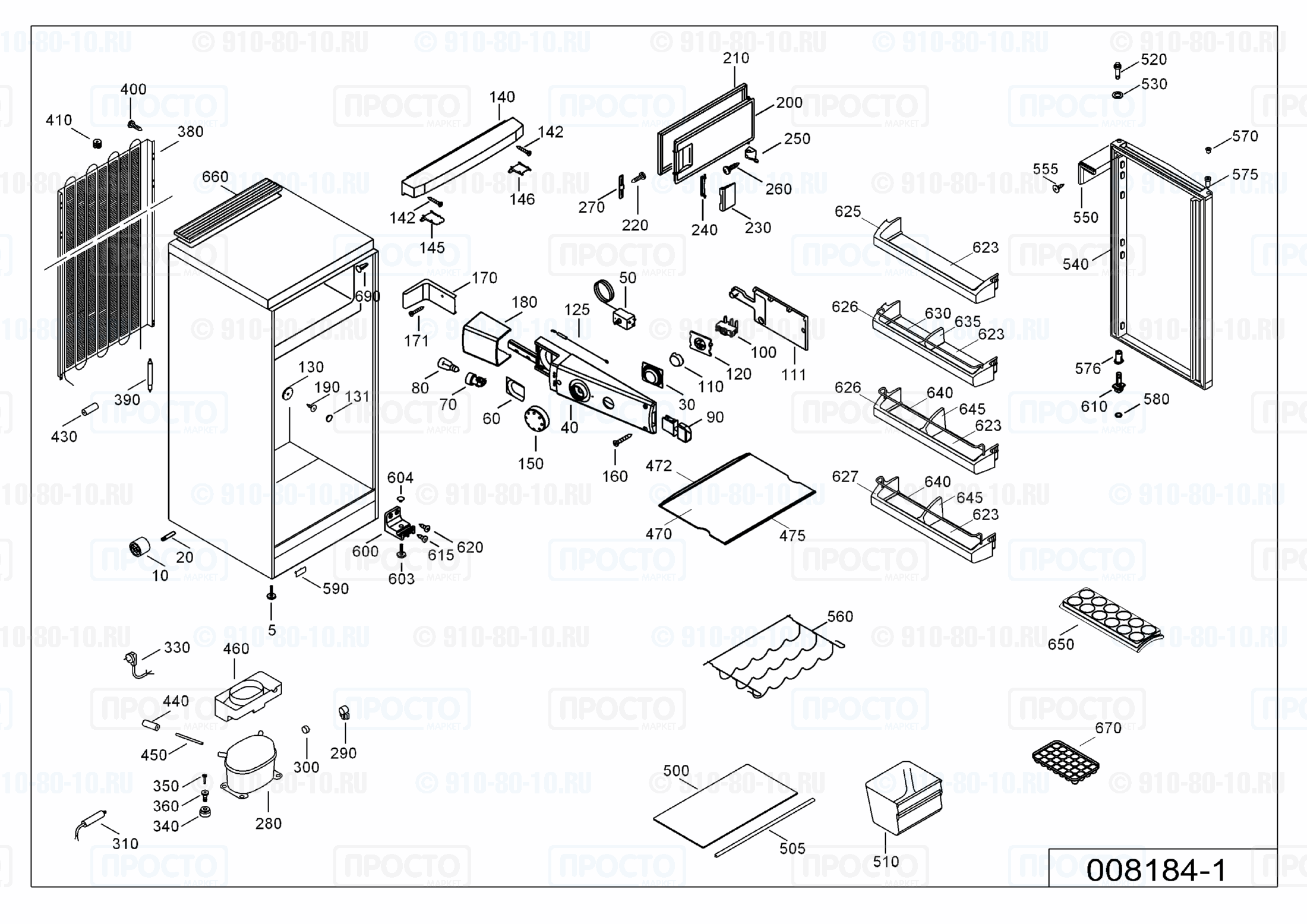 Взрыв-схема запчастей холодильника Liebherr K 2734-23C
