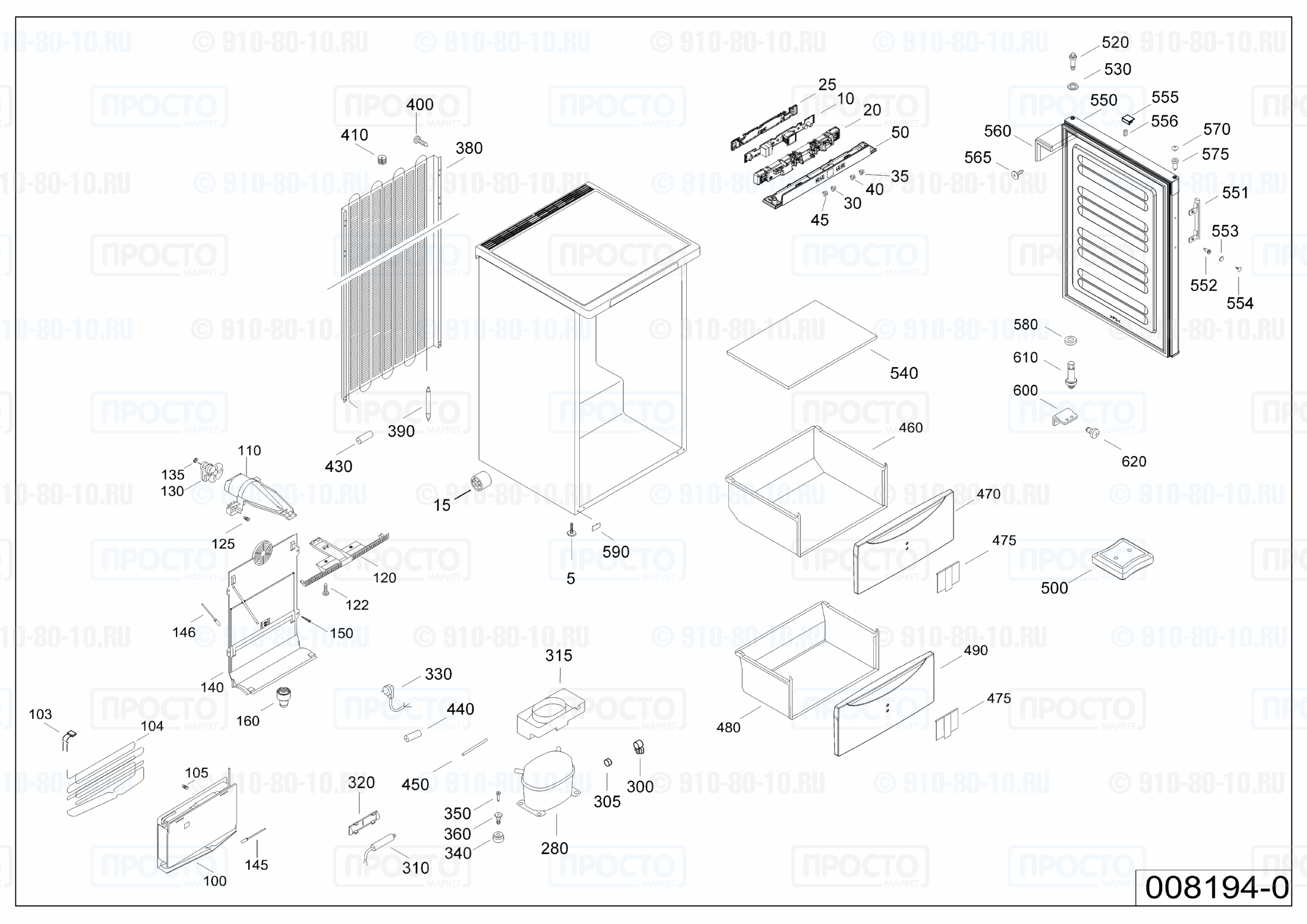Взрыв-схема запчастей холодильника Liebherr GN 1066-20A