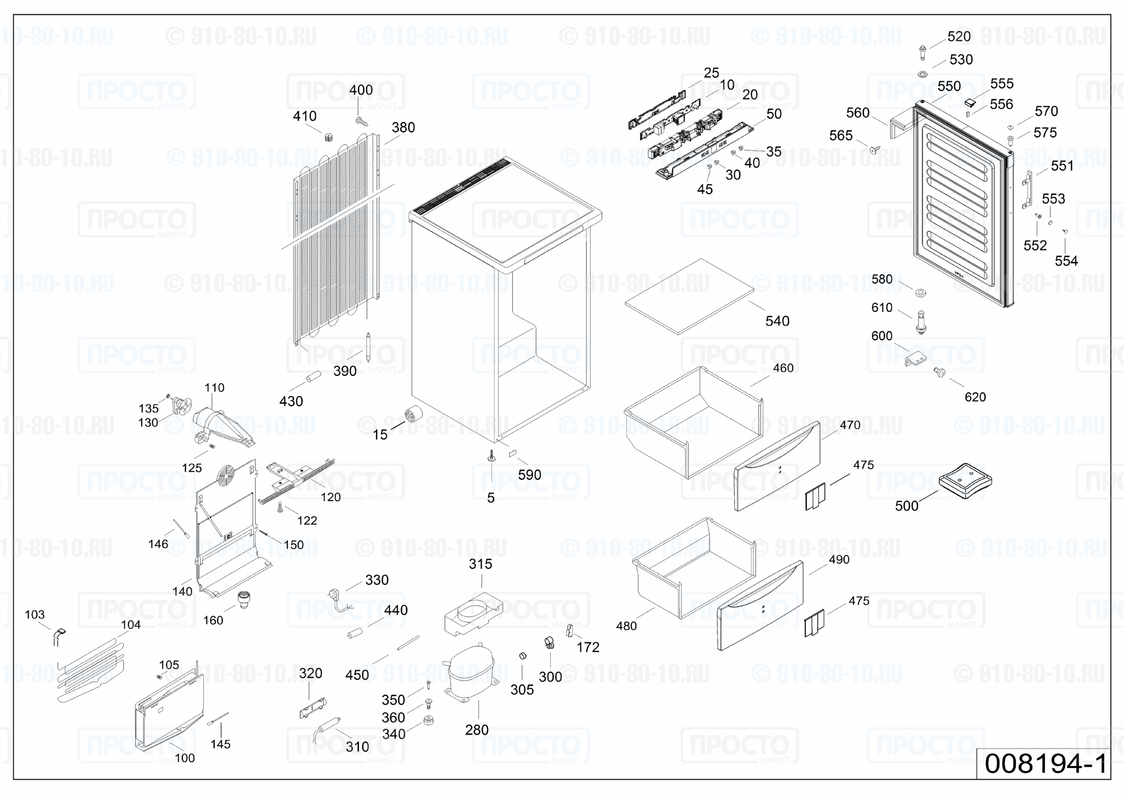 Взрыв-схема запчастей холодильника Liebherr GN 1066-20H