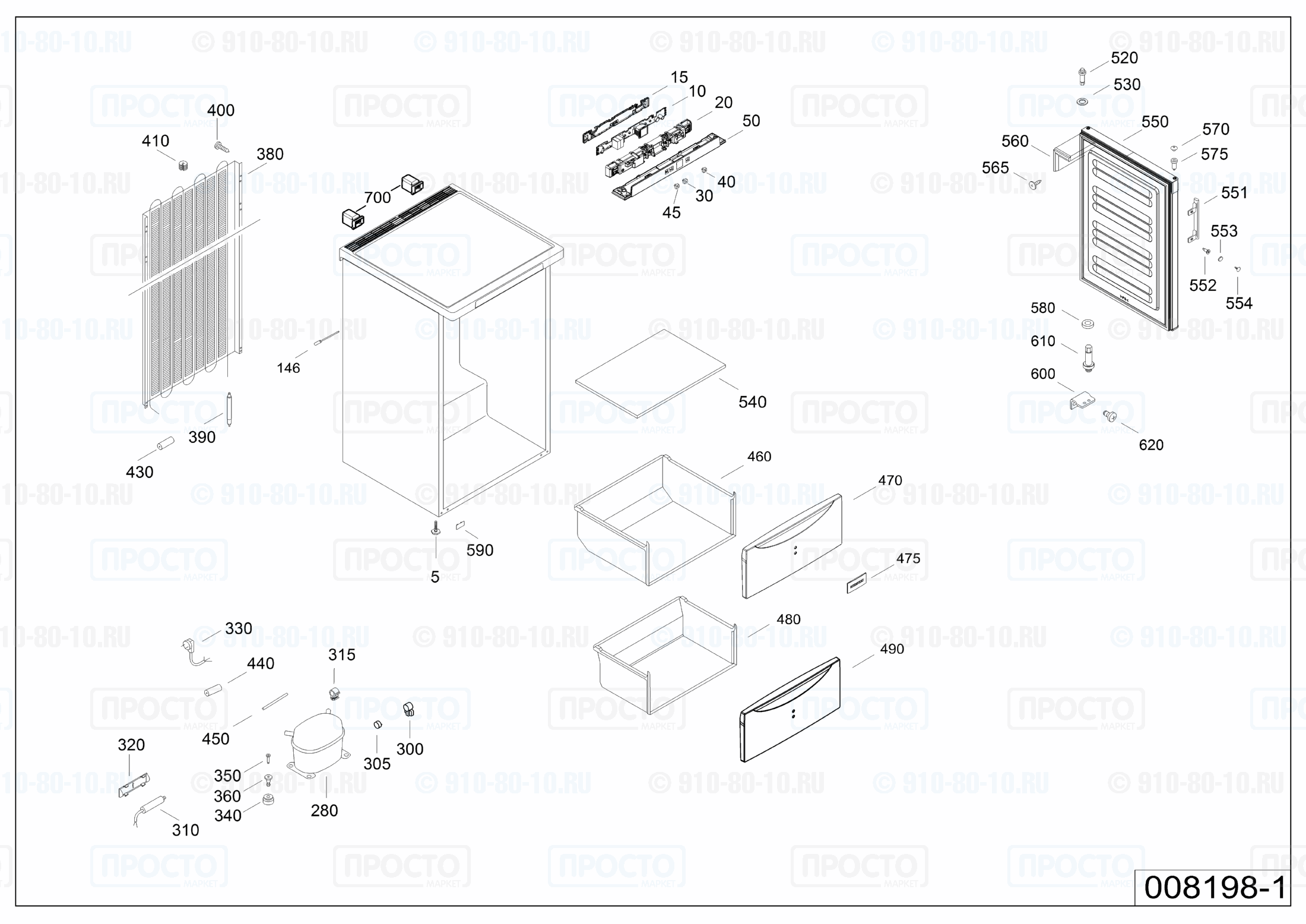 Взрыв-схема запчастей холодильника Liebherr GP 1213-20E