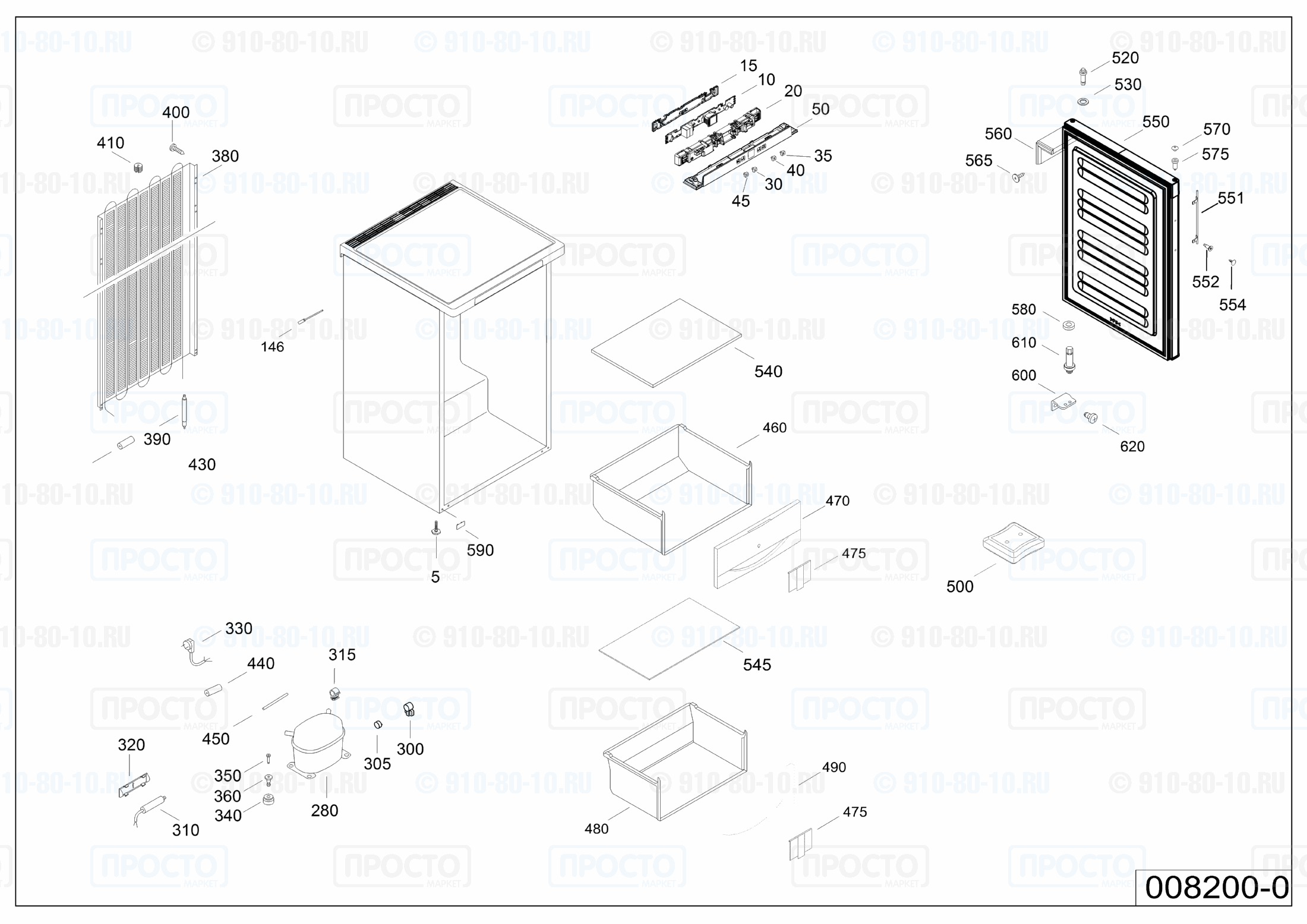 Взрыв-схема запчастей холодильника Liebherr GPesf 1476-20B