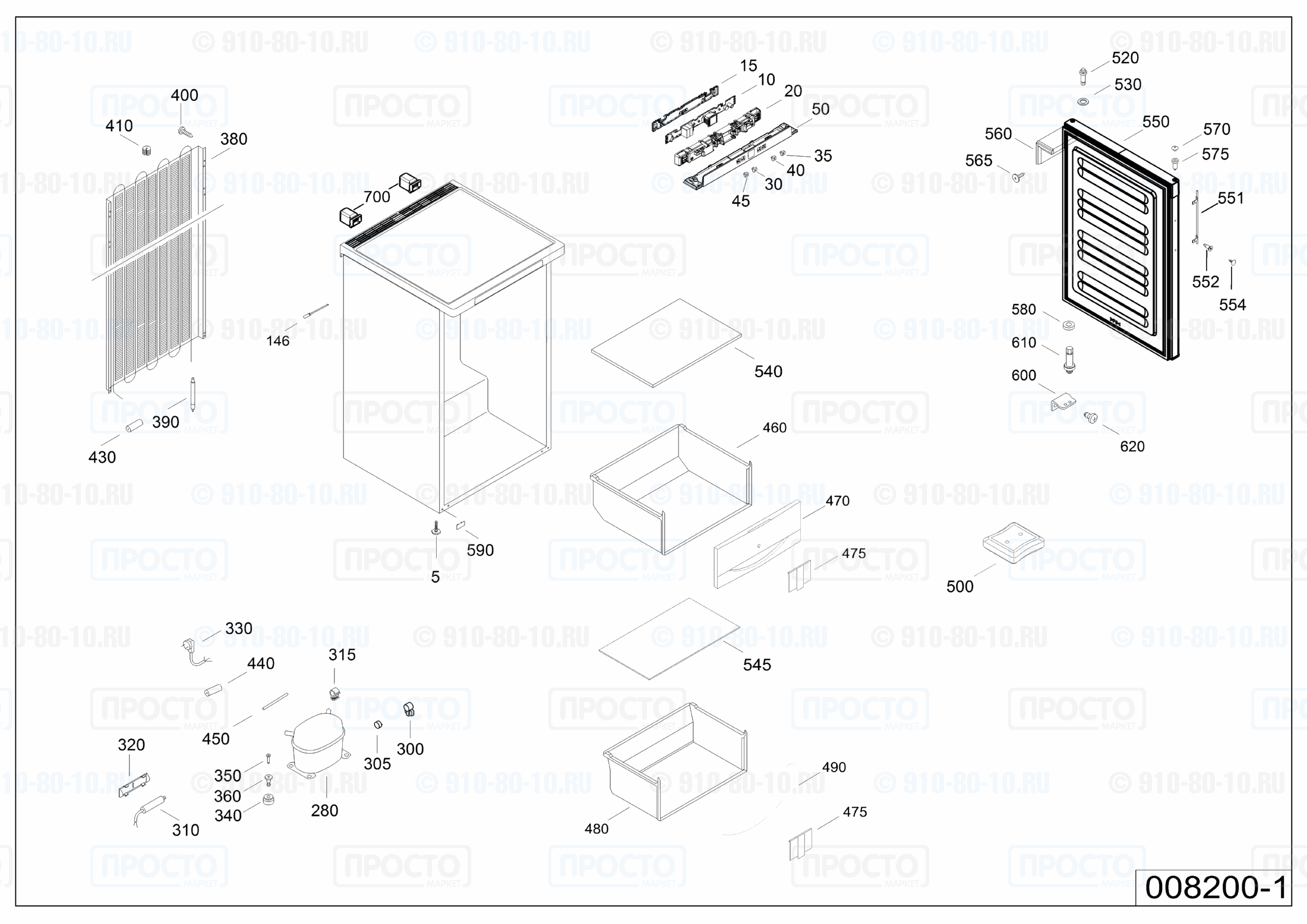 Взрыв-схема запчастей холодильника Liebherr GPesf 1476-20D