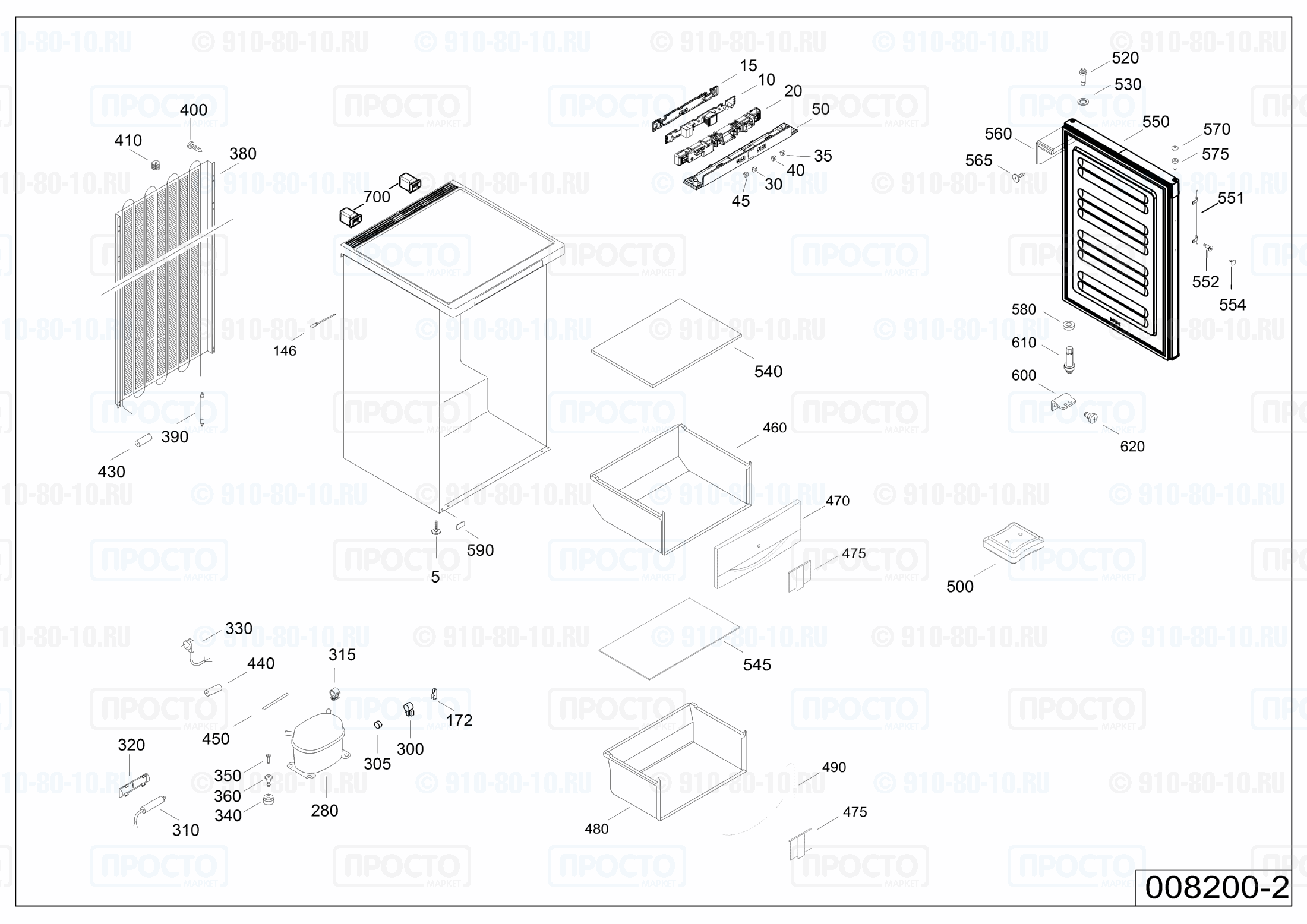Взрыв-схема запчастей холодильника Liebherr GPesf 1476-20Q