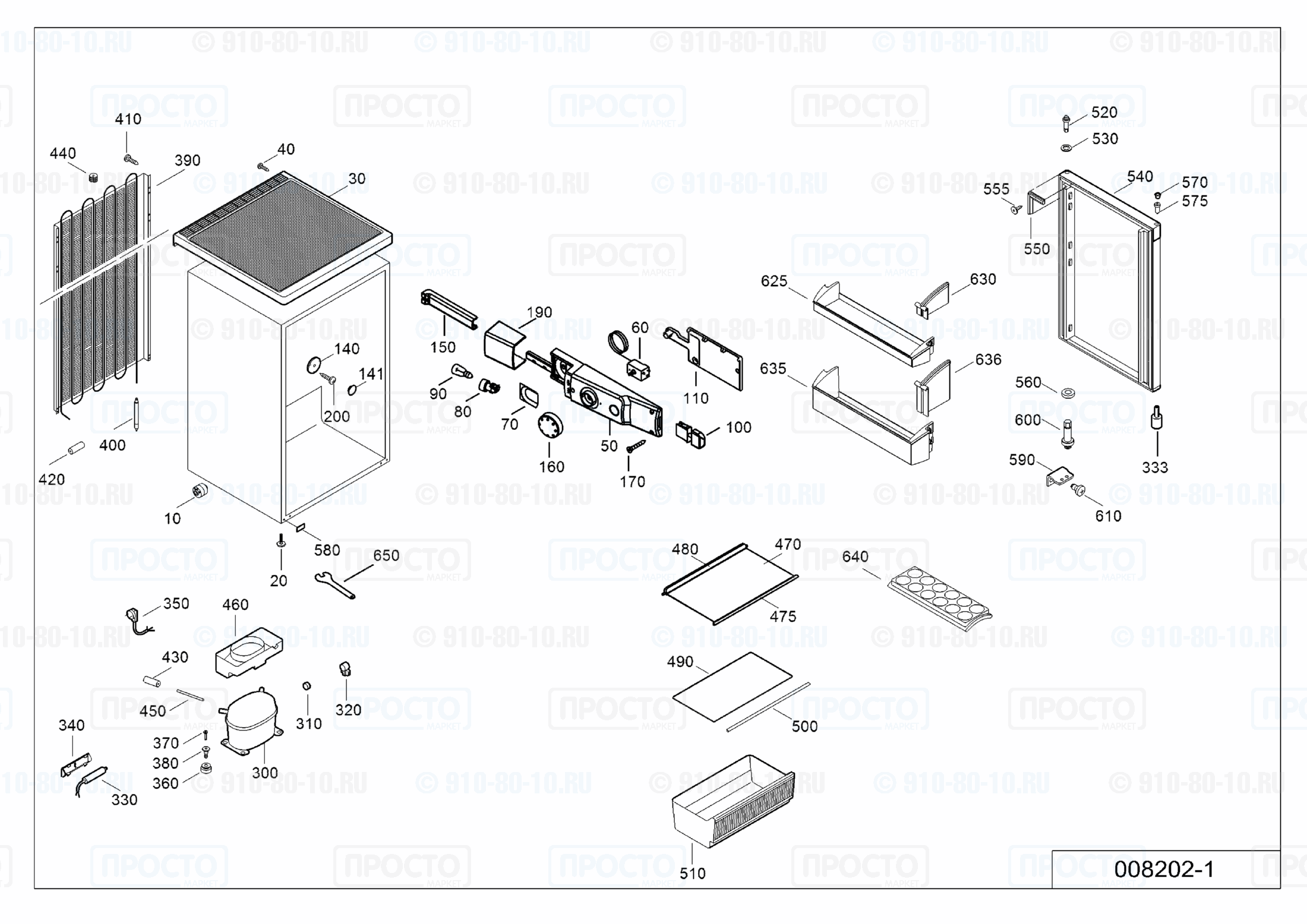 Взрыв-схема запчастей холодильника Liebherr T 1400-20B