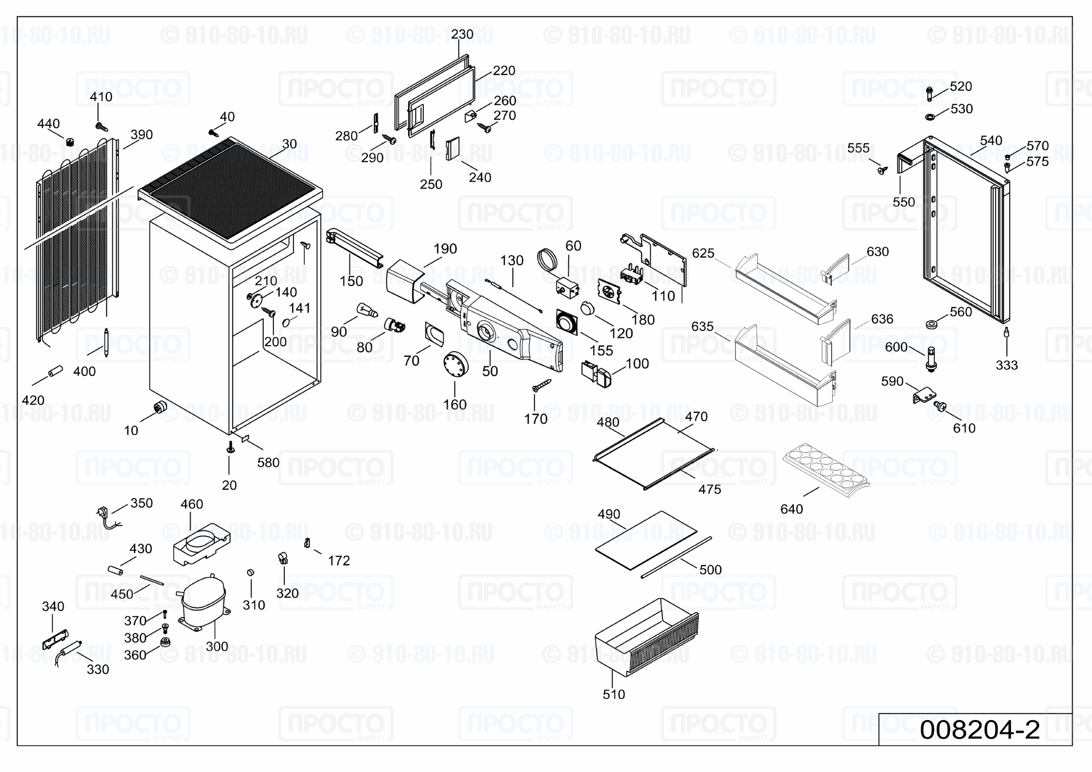 Взрыв-схема запчастей холодильника Liebherr T 1404-20I