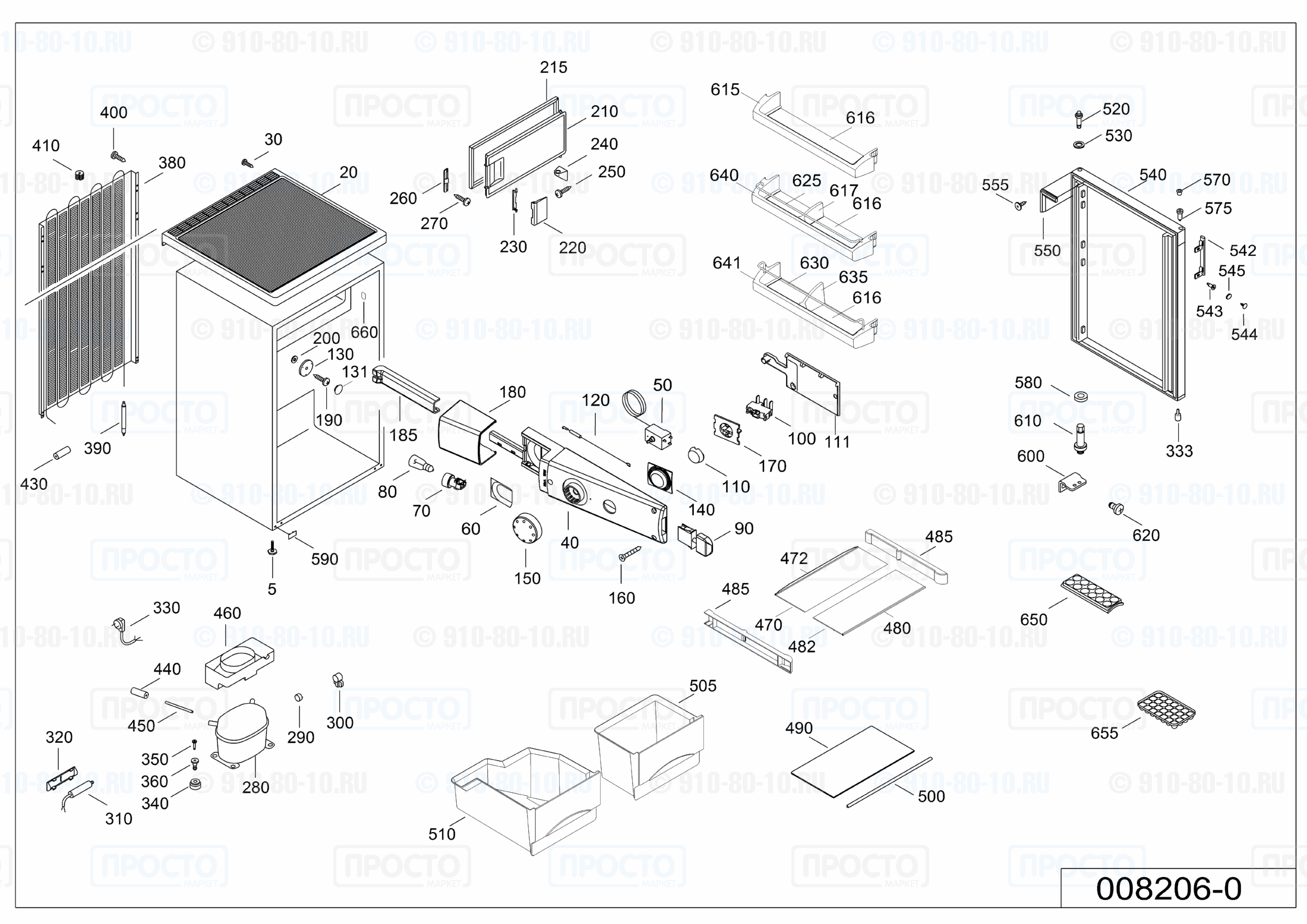 Взрыв-схема запчастей холодильника Liebherr TP 1714-20A