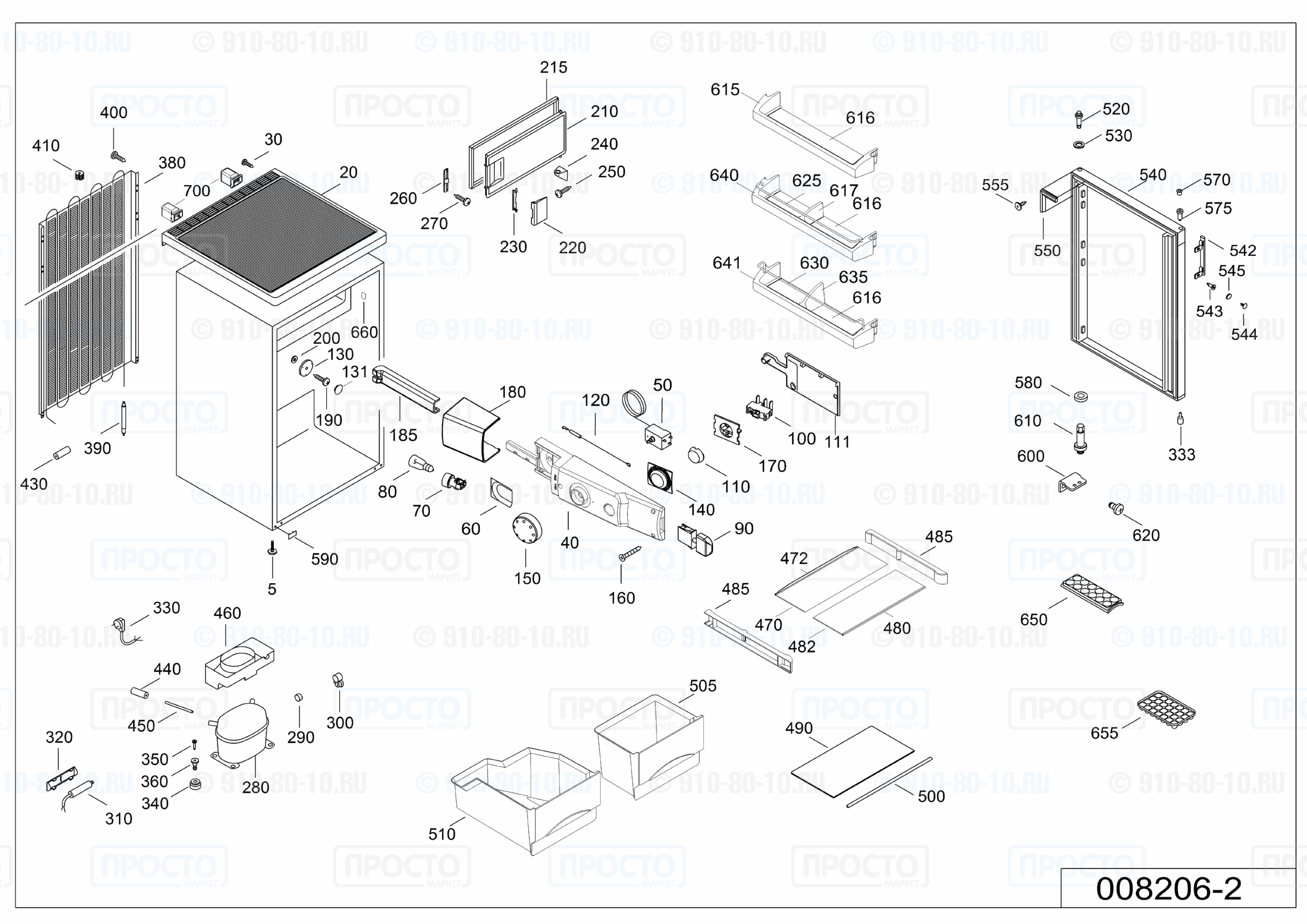 Взрыв-схема запчастей холодильника Liebherr TP 1714-20C