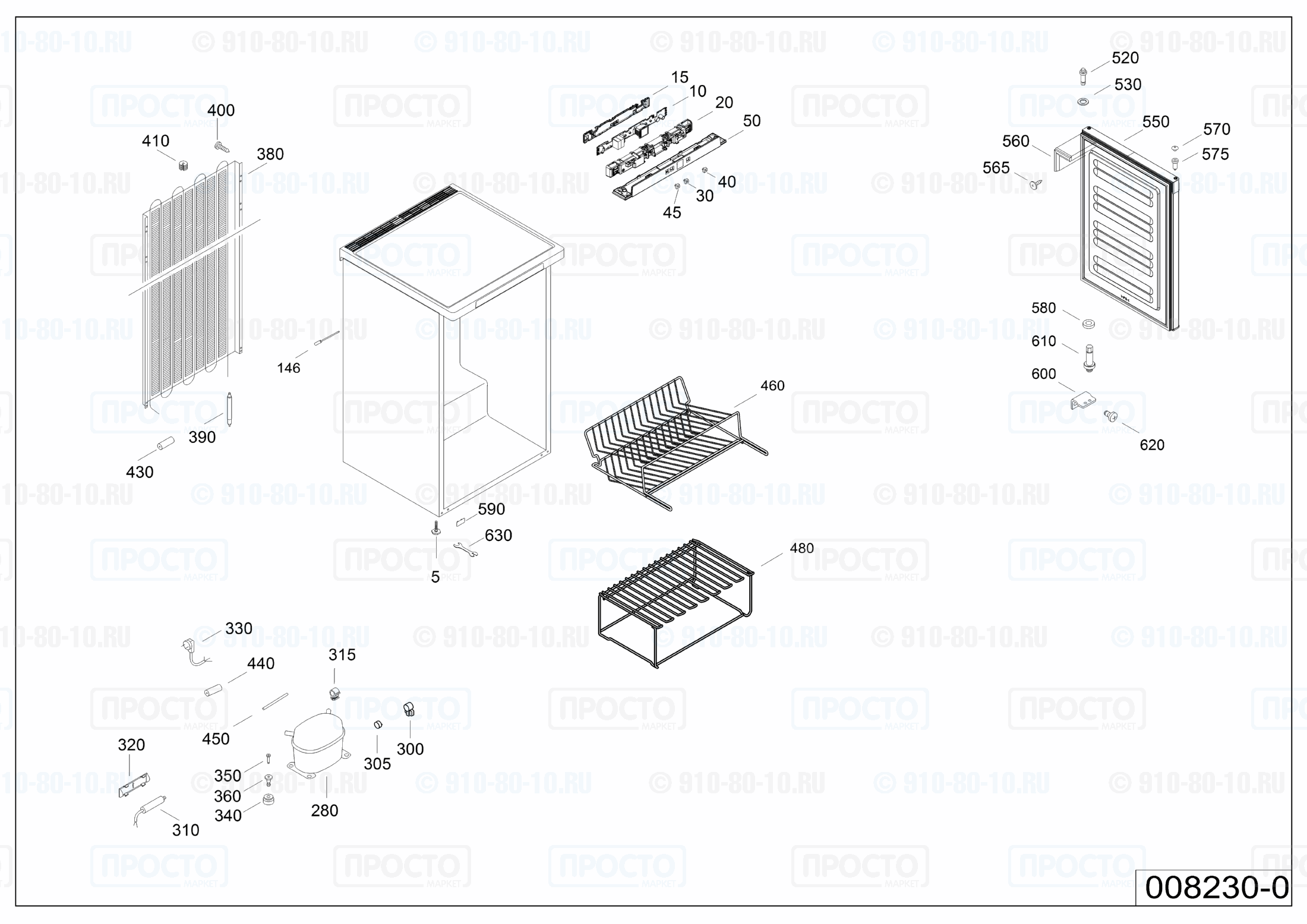 Взрыв-схема запчастей холодильника Liebherr SBbr 823-20B