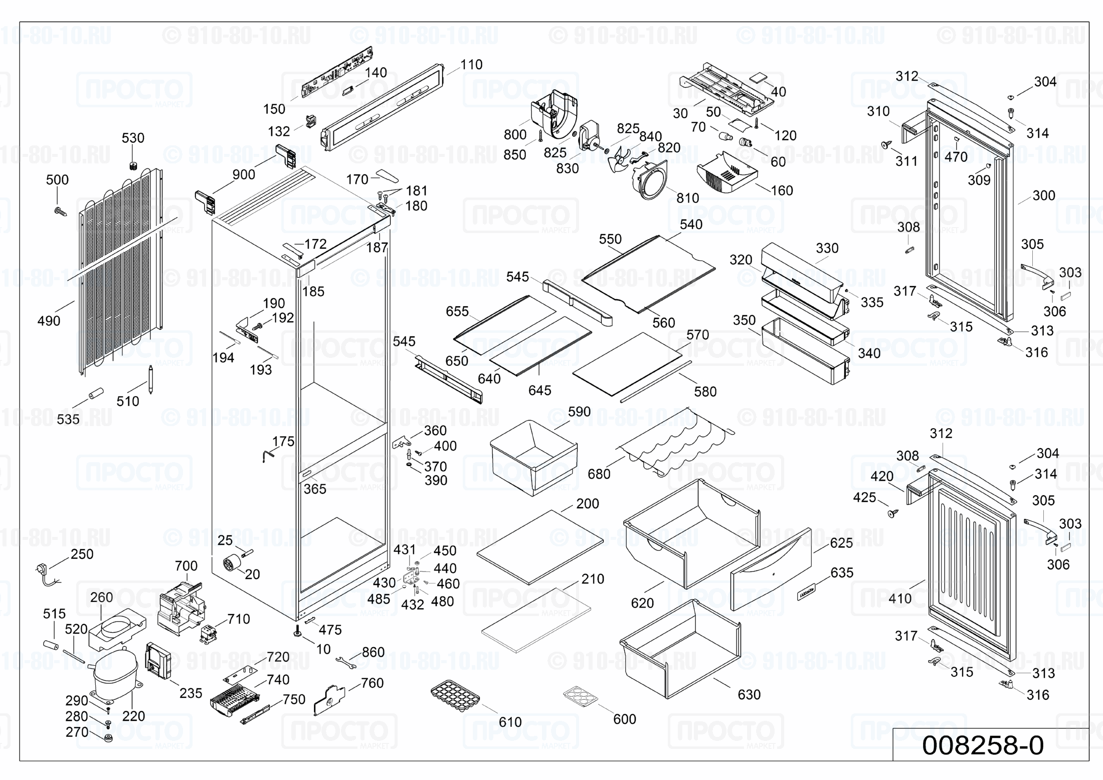 Взрыв-схема запчастей холодильника Liebherr CP 3413-20