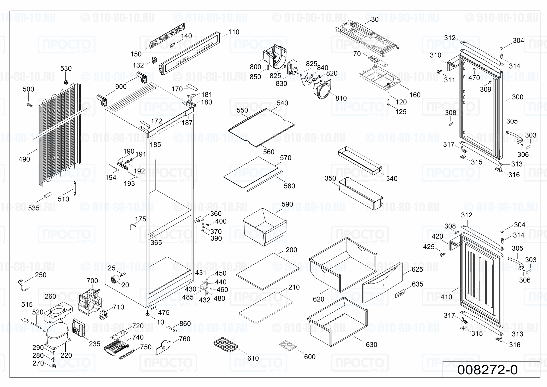Взрыв-схема запчастей холодильника Liebherr CP 3403-21C