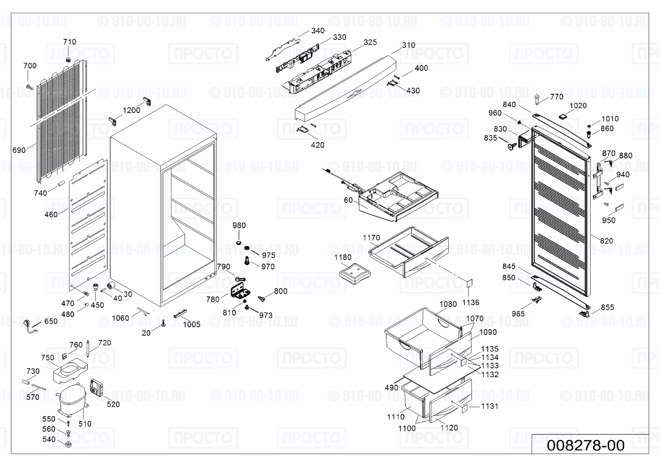 Взрыв-схема запчастей холодильника Liebherr GNP 2313-21D