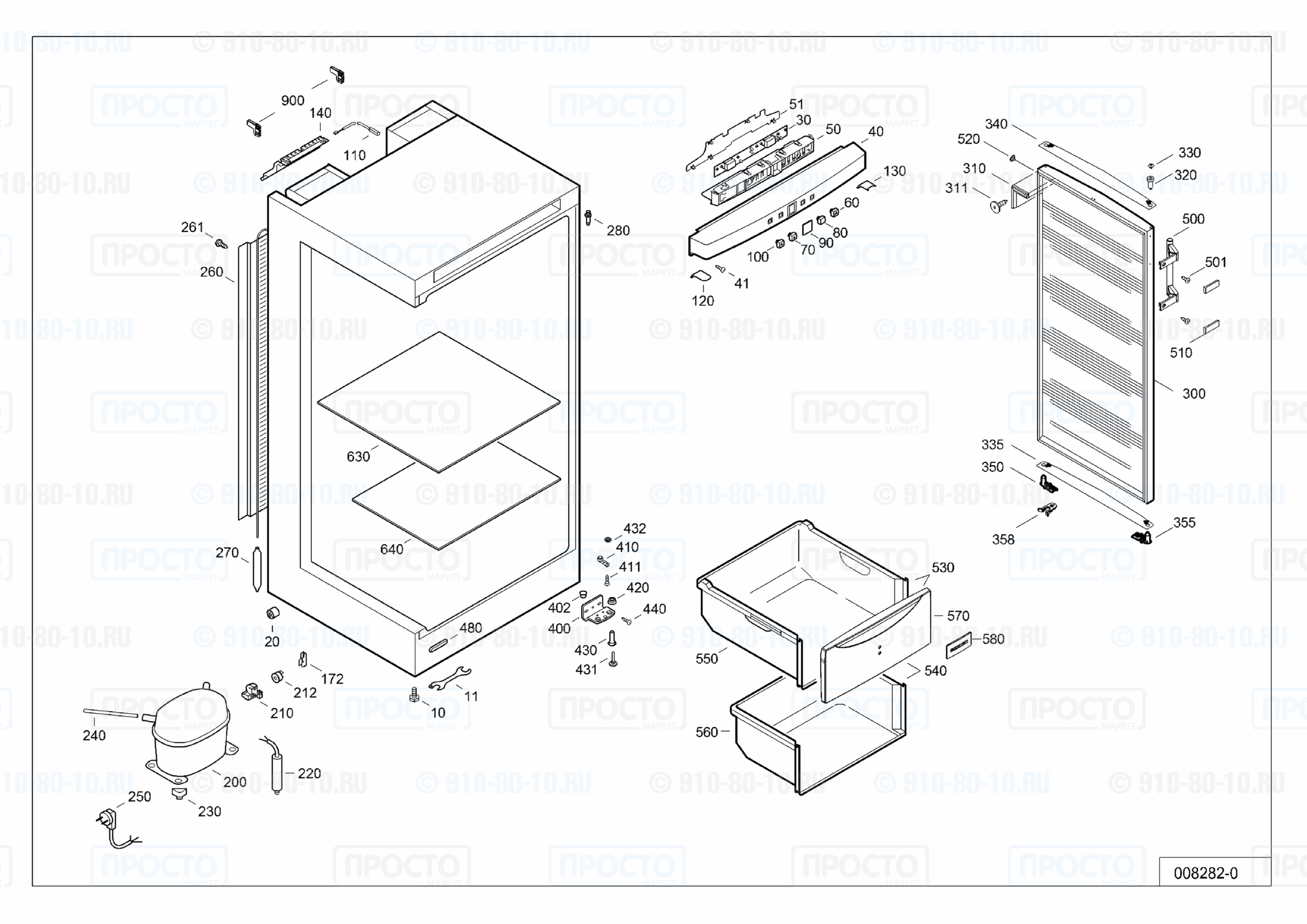 Взрыв-схема запчастей холодильника Liebherr GP 2033-20D
