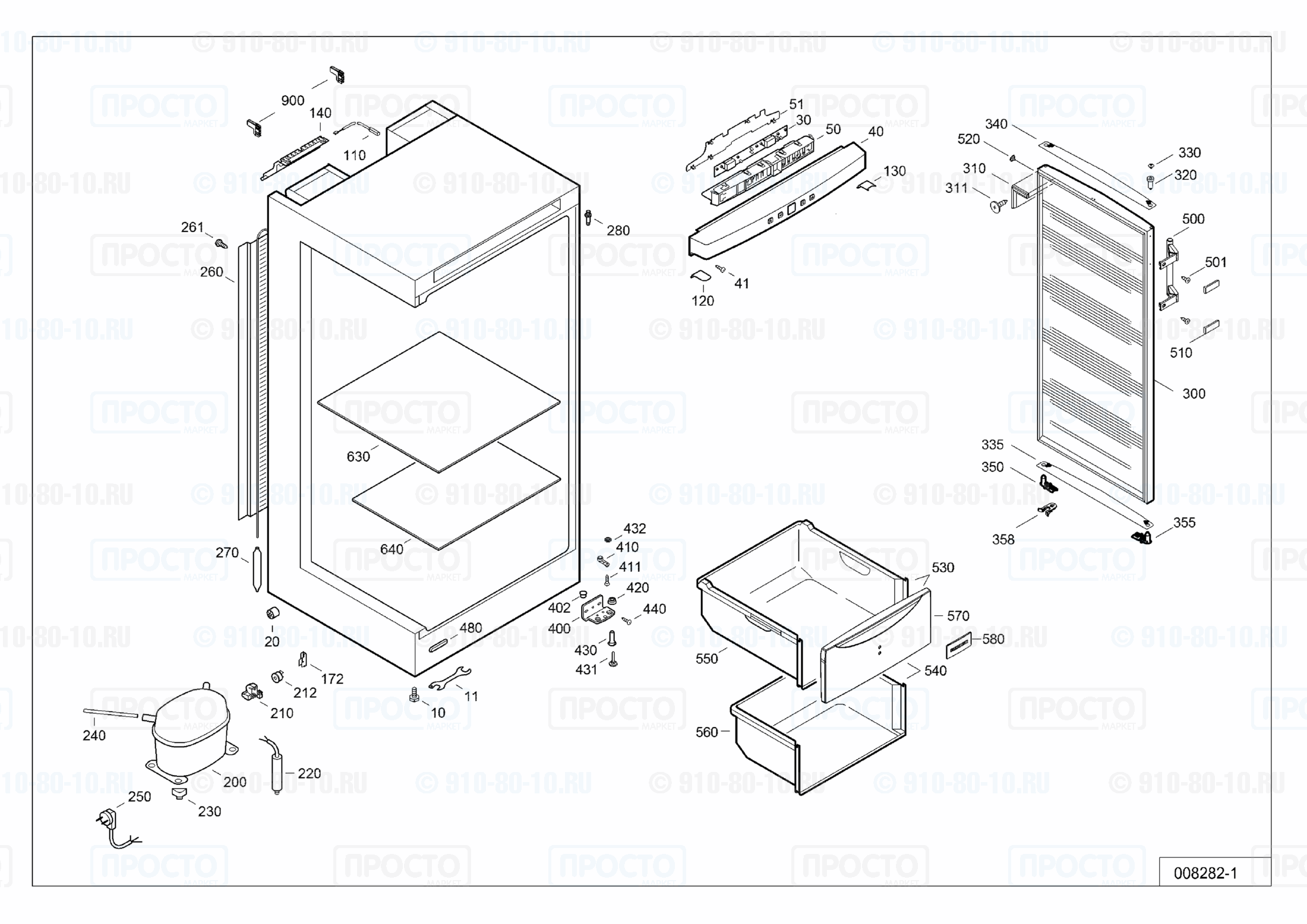 Взрыв-схема запчастей холодильника Liebherr GP 2033-20E