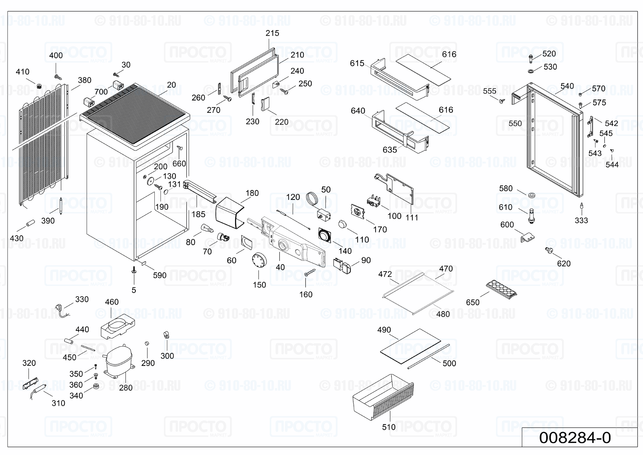 Взрыв-схема запчастей холодильника Liebherr TP 1514-21D